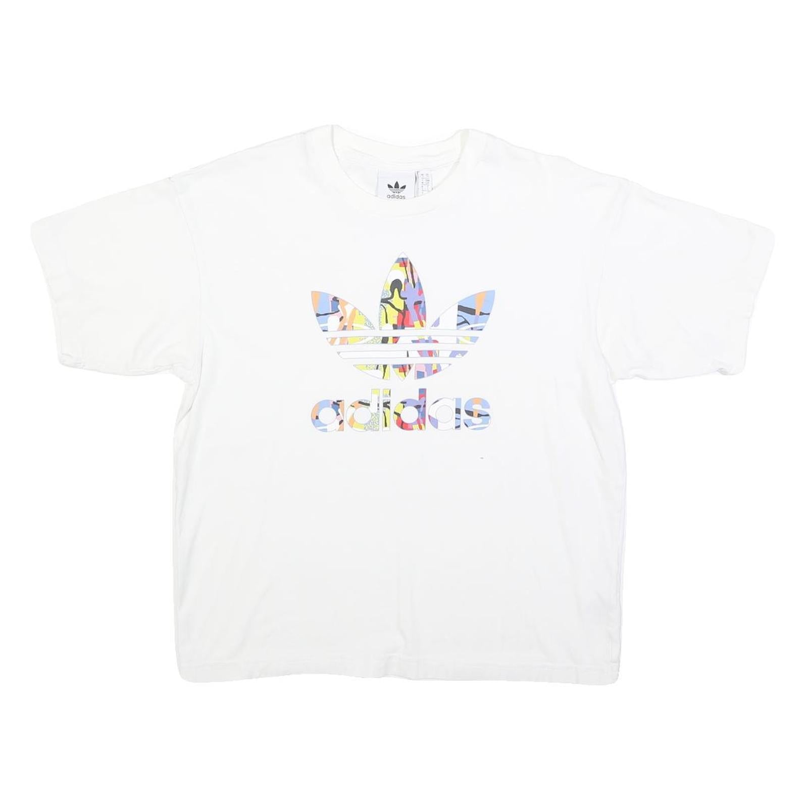 ADIDAS Womens White Graphic T-Shirt S Short Sleeve Crew Neck Cotton Blend Refurbished - N/A refurbished available on Cerqular