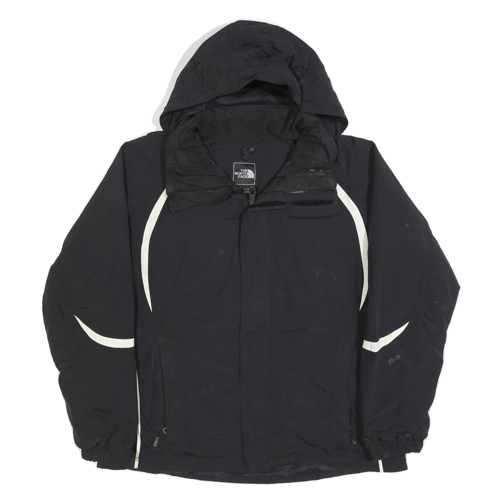 THE NORTH FACE Womens Black & White Outdoor Jacket L Polyester Blend Zip Hooded Refurbished - N/A refurbished available on Cerqular
