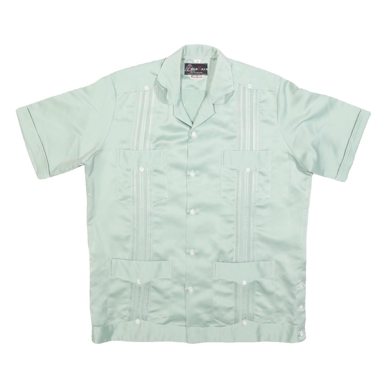 YUGA CHEN Mens Pale Green Shirt M Casual Short Sleeve Button-Up Polyester Refurbished - N/A refurbished available on Cerqular