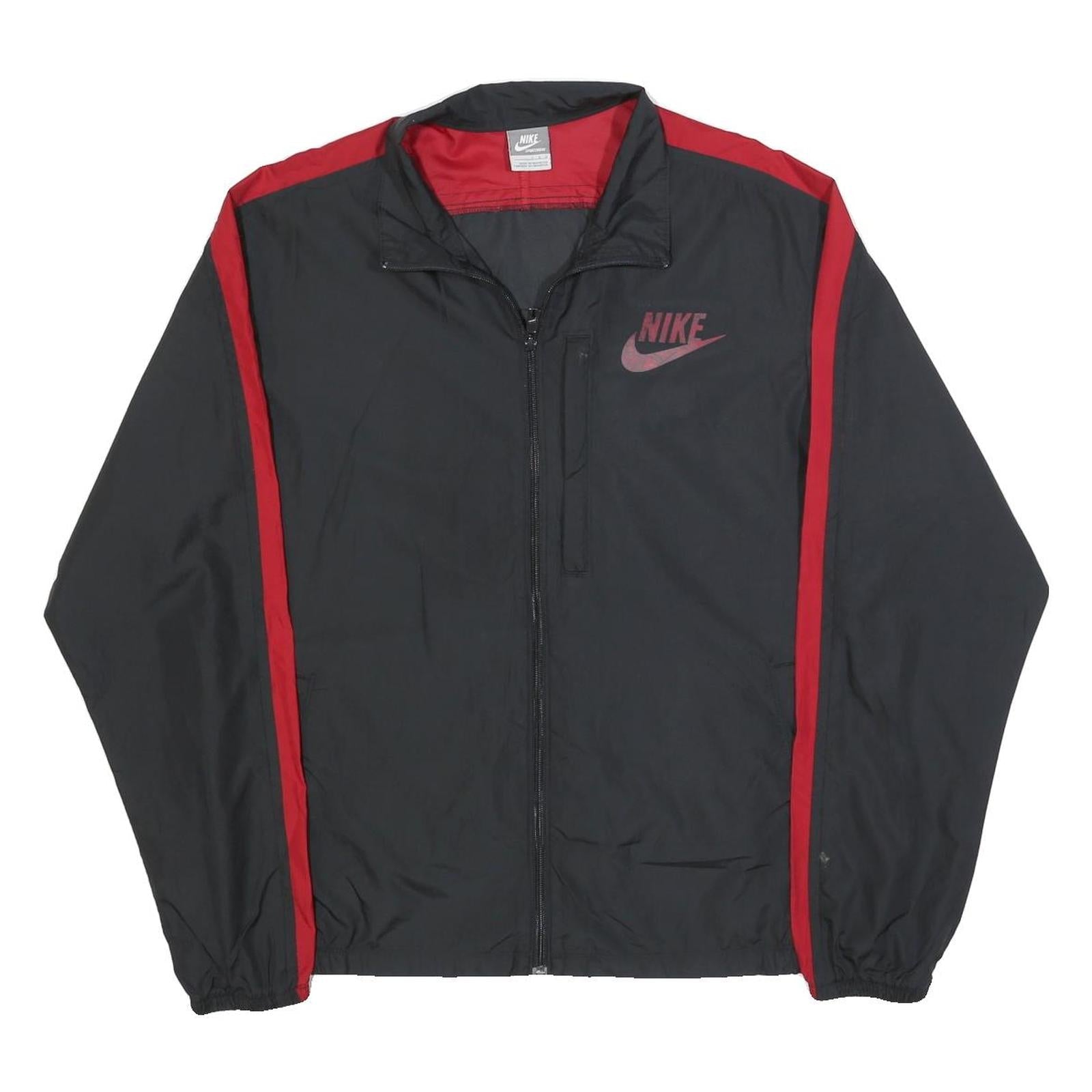 NIKE Mens Black & Red Jacket L Polyester Zip Sportswear Windbreaker Refurbished - N/A refurbished available on Cerqular