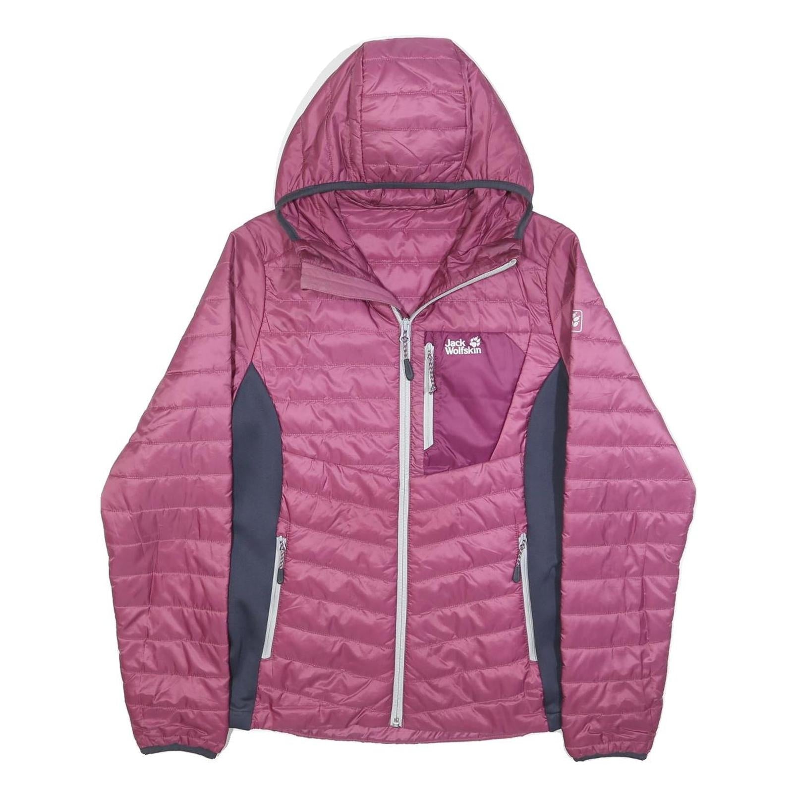 JACK WOLFSKIN Womens Pink & Grey Outdoor Jacket S Polyester Blend Quilted Hooded Refurbished - N/A refurbished available on Cerqular