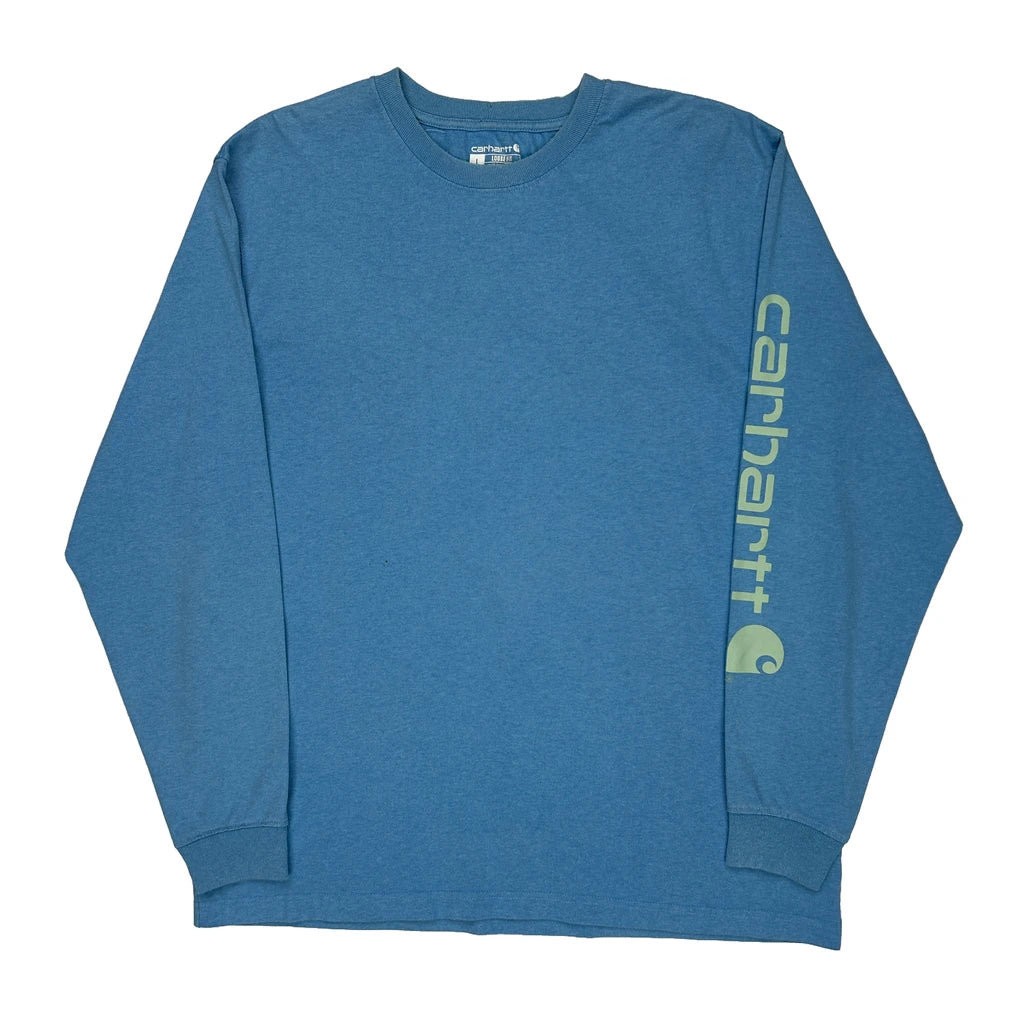 Carhartt Long Sleeve T-Shirt - Large Blue Cotton Refurbished - Thrifted (note: this is a term often used to describe second- refurbished available on Cerqular