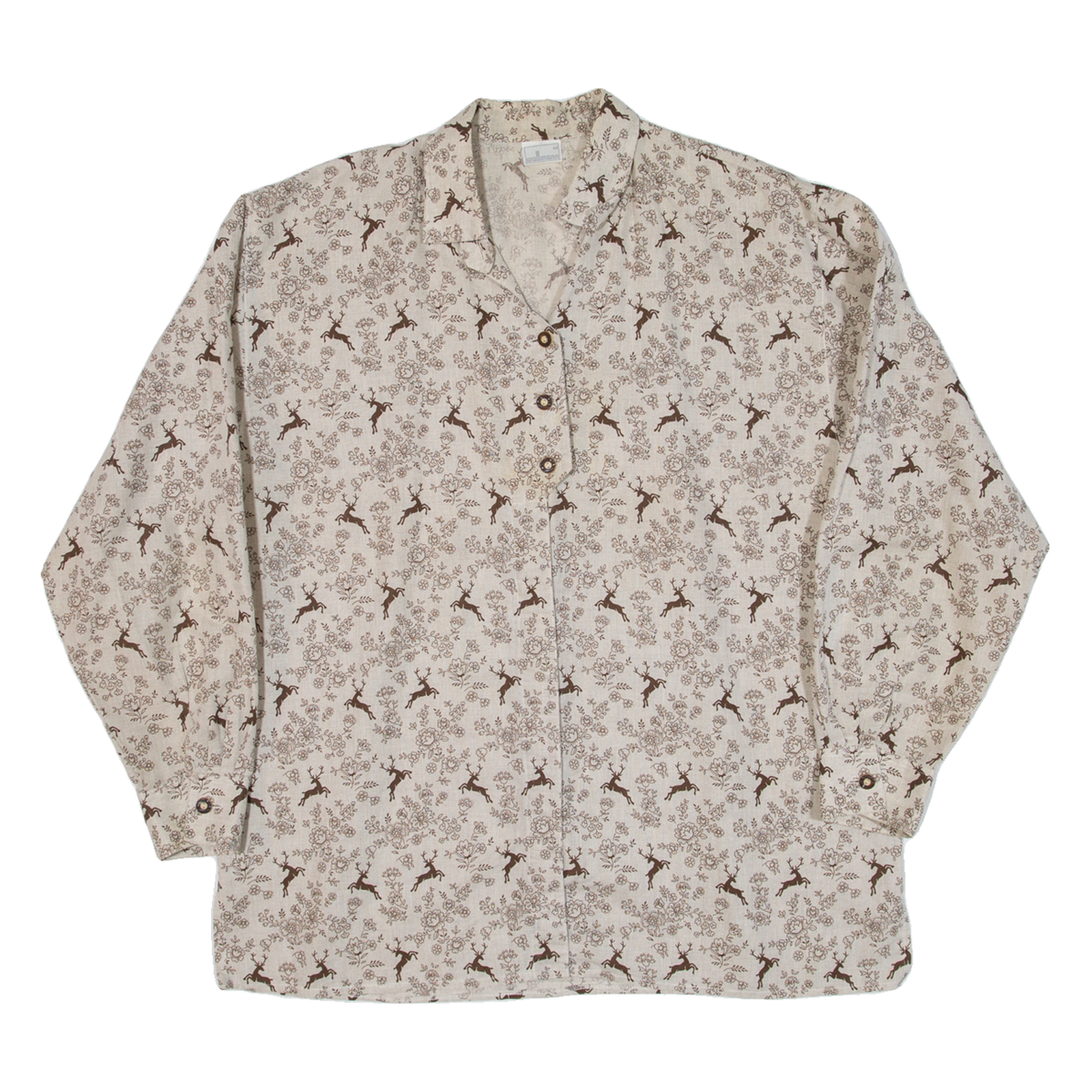 WALLMANN Womens Shirt Brown Floral Long Sleeve L Refurbished - N/A refurbished available on Cerqular