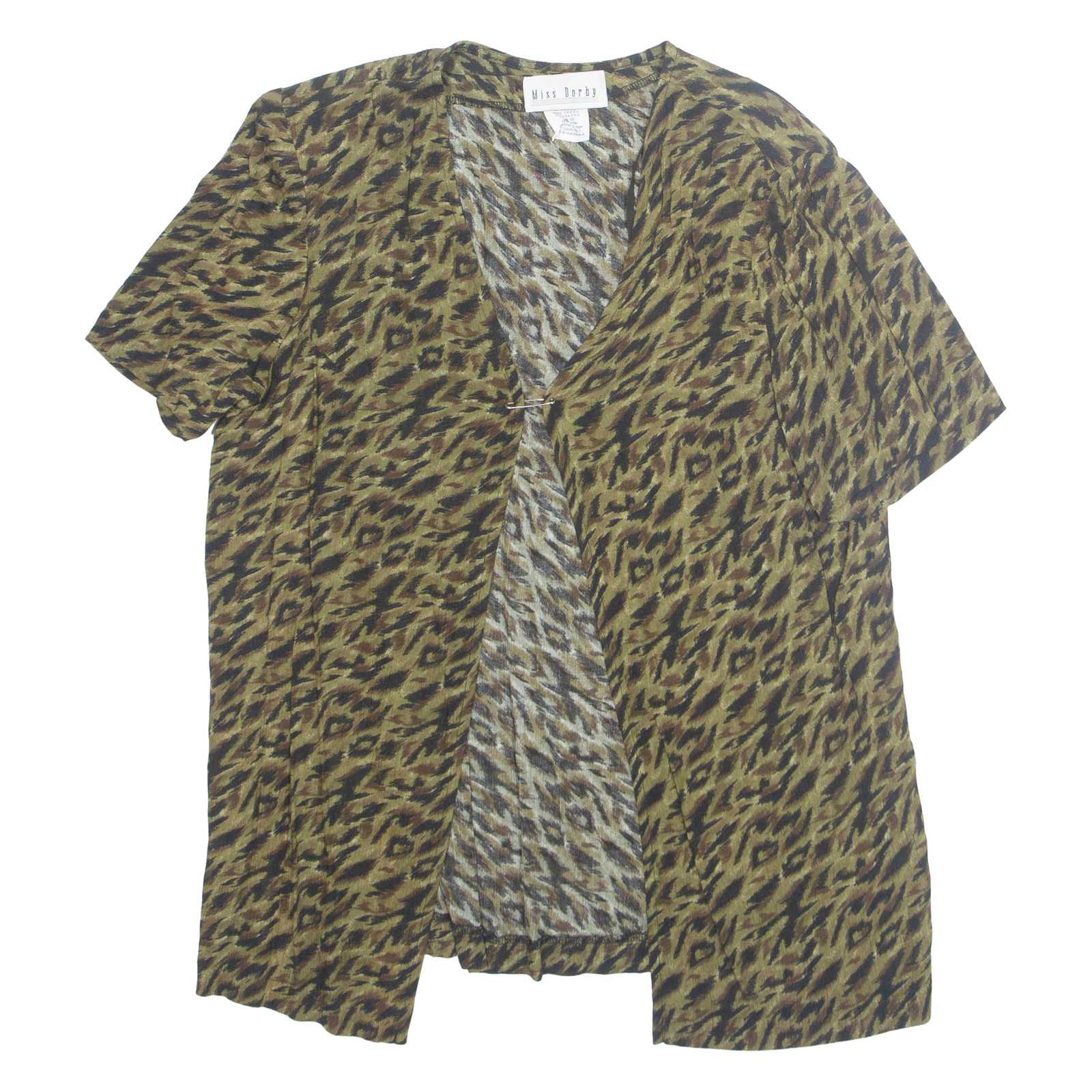 MISS DORBY Open Womens Printed Top Green Animal Print L Refurbished - N/A refurbished available on Cerqular