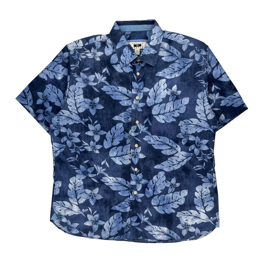 Joseph Abboud Hawaiian Shirt - XL Blue Cotton Refurbished - Thrifted (note: this is a term often used to describe second- refurbished available on Cerqular