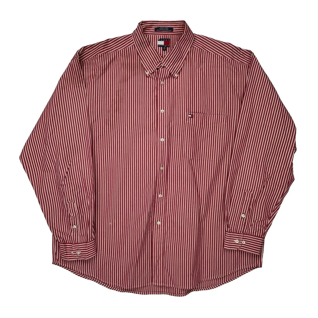 Tommy Hilfiger Striped Shirt - 2XL Red Cotton Refurbished - Thrifted (note: this is a term often used to describe second- refurbished available on Cerqular