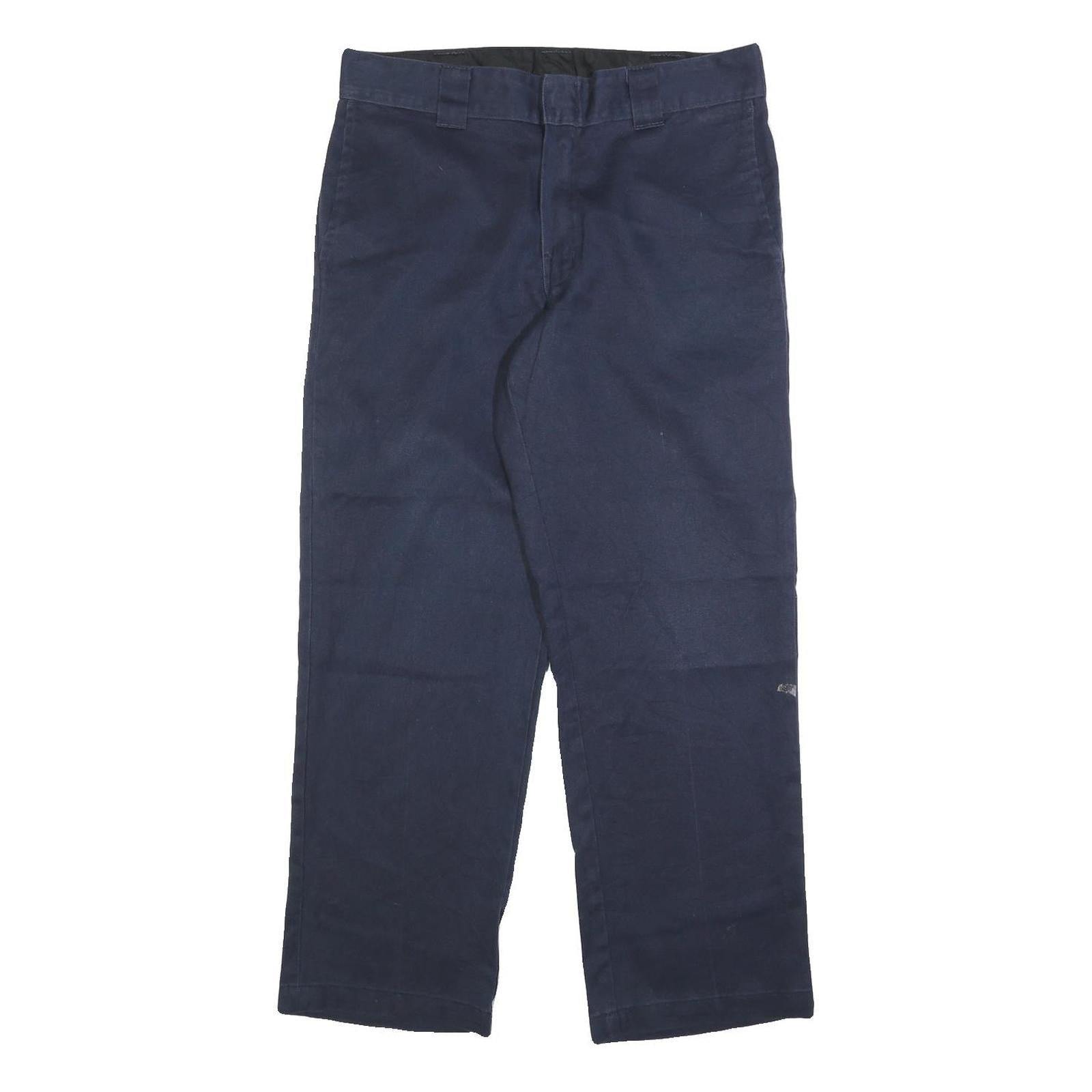 DICKIES Mens Cotton Blend Navy Regular Straight Leg Trousers W34 L30 Workwear Refurbished - N/A refurbished available on Cerqular