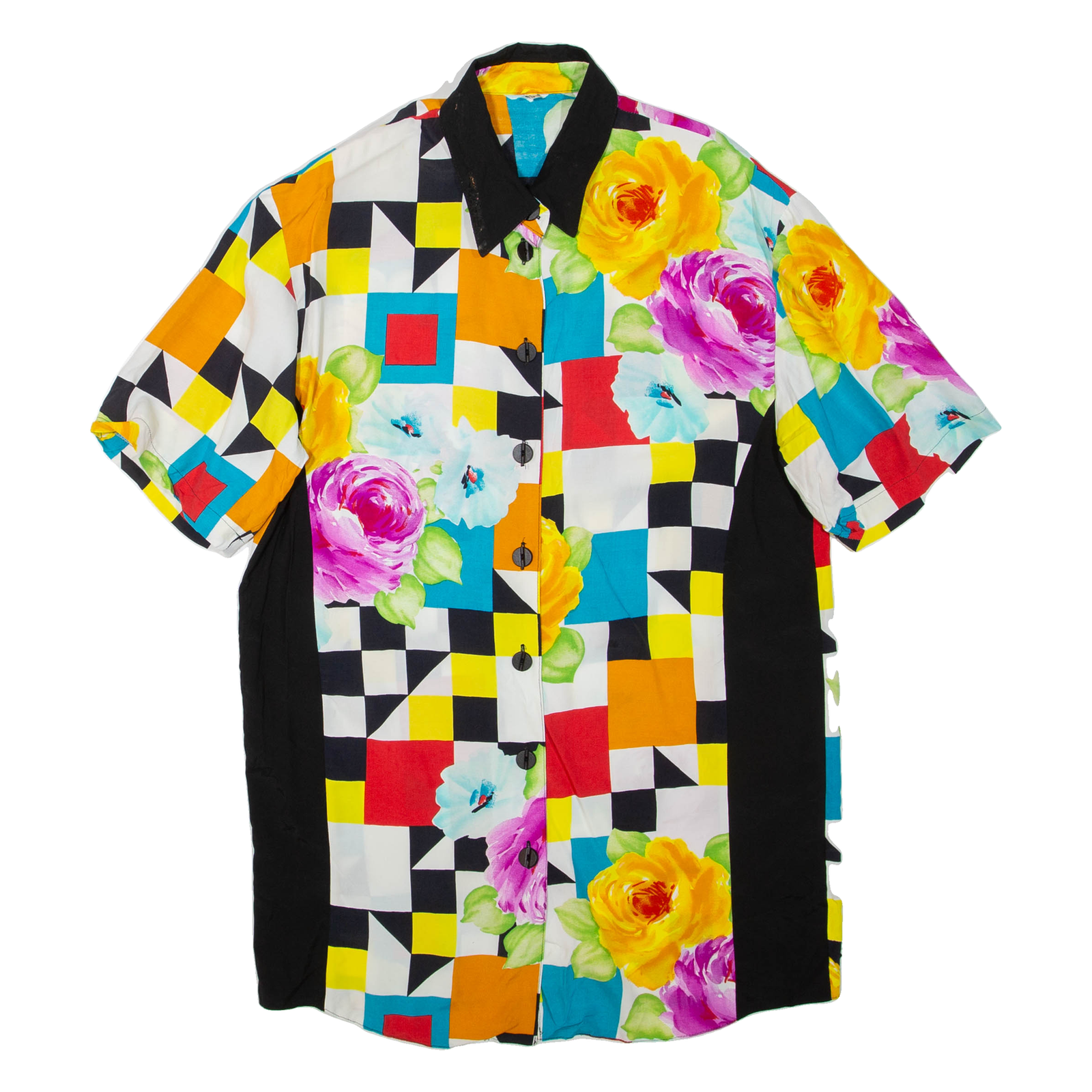 Womens Printed Shirt Yellow Collared Floral UK 10 Refurbished - N/A refurbished available on Cerqular