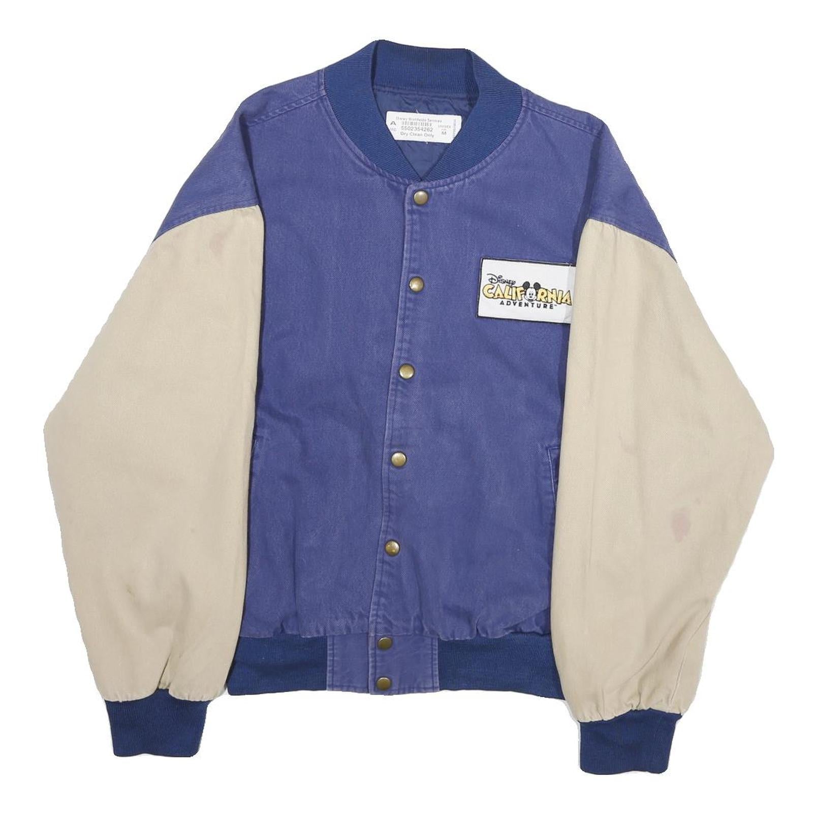 DISNEY Mens Blue & Cream Cotton Blend Button Jacket M California Adventure Patch Refurbished - N/A refurbished available on Cerqular