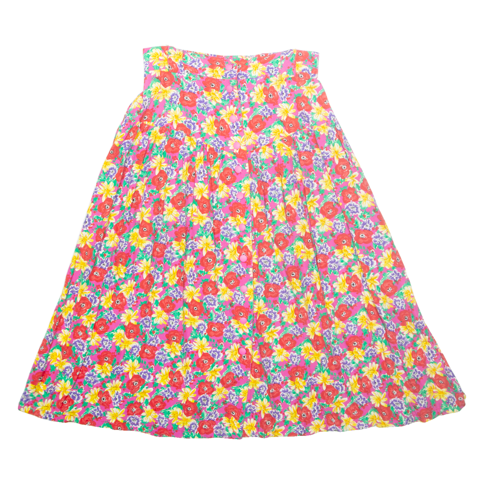 Womens A-Line Skirt Pink Midi Floral M Refurbished - N/A refurbished available on Cerqular