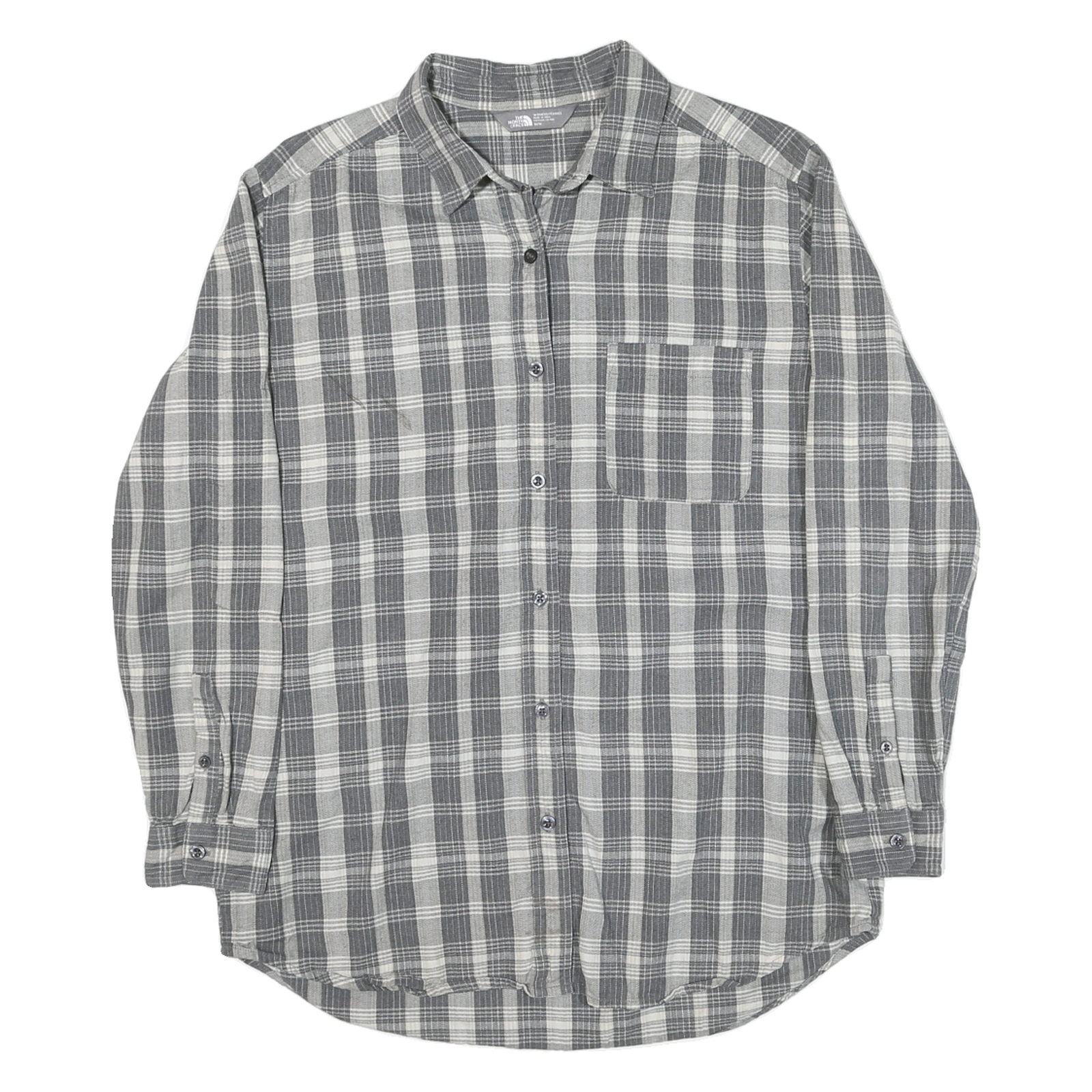 THE NORTH FACE Womens Grey & White Check Shirt M Cotton Blend Casual Long Sleeve Refurbished - N/A refurbished available on Cerqular
