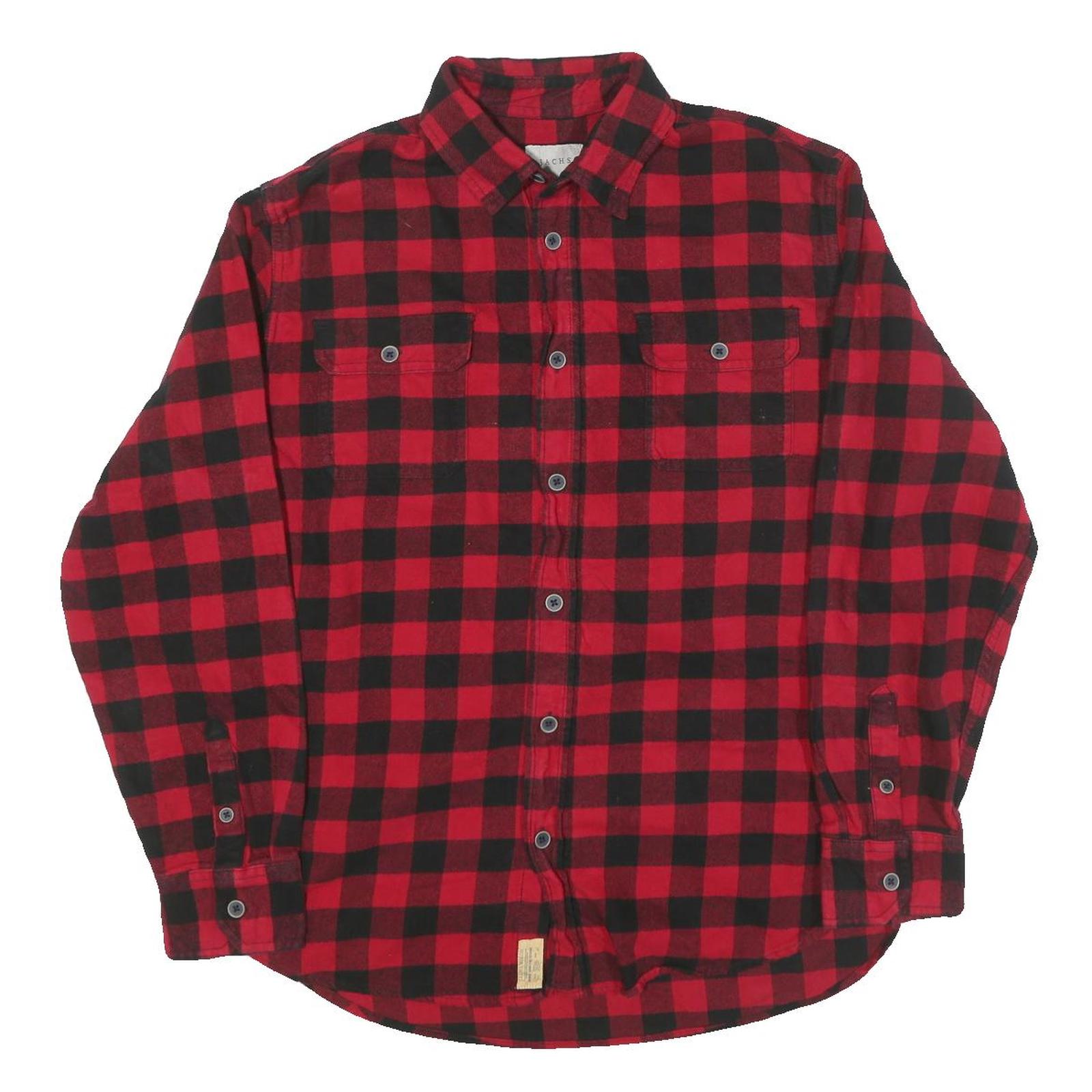 JACHS Mens Red & Black Check Shirt M Long Sleeve Cotton Blend Casual Refurbished - N/A refurbished available on Cerqular
