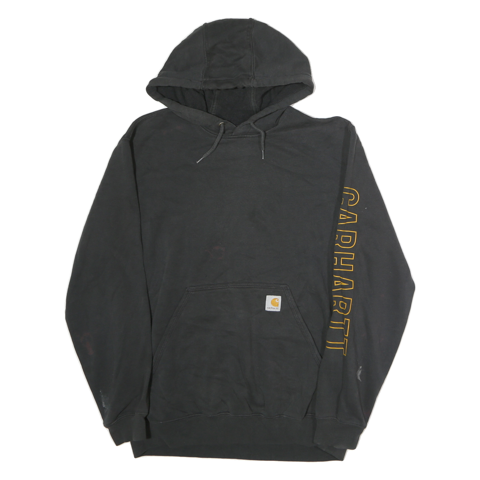 CARHARTT Mens Black Hoodie M Cotton Pullover Sweatshirt Logo Print Refurbished - N/A refurbished available on Cerqular