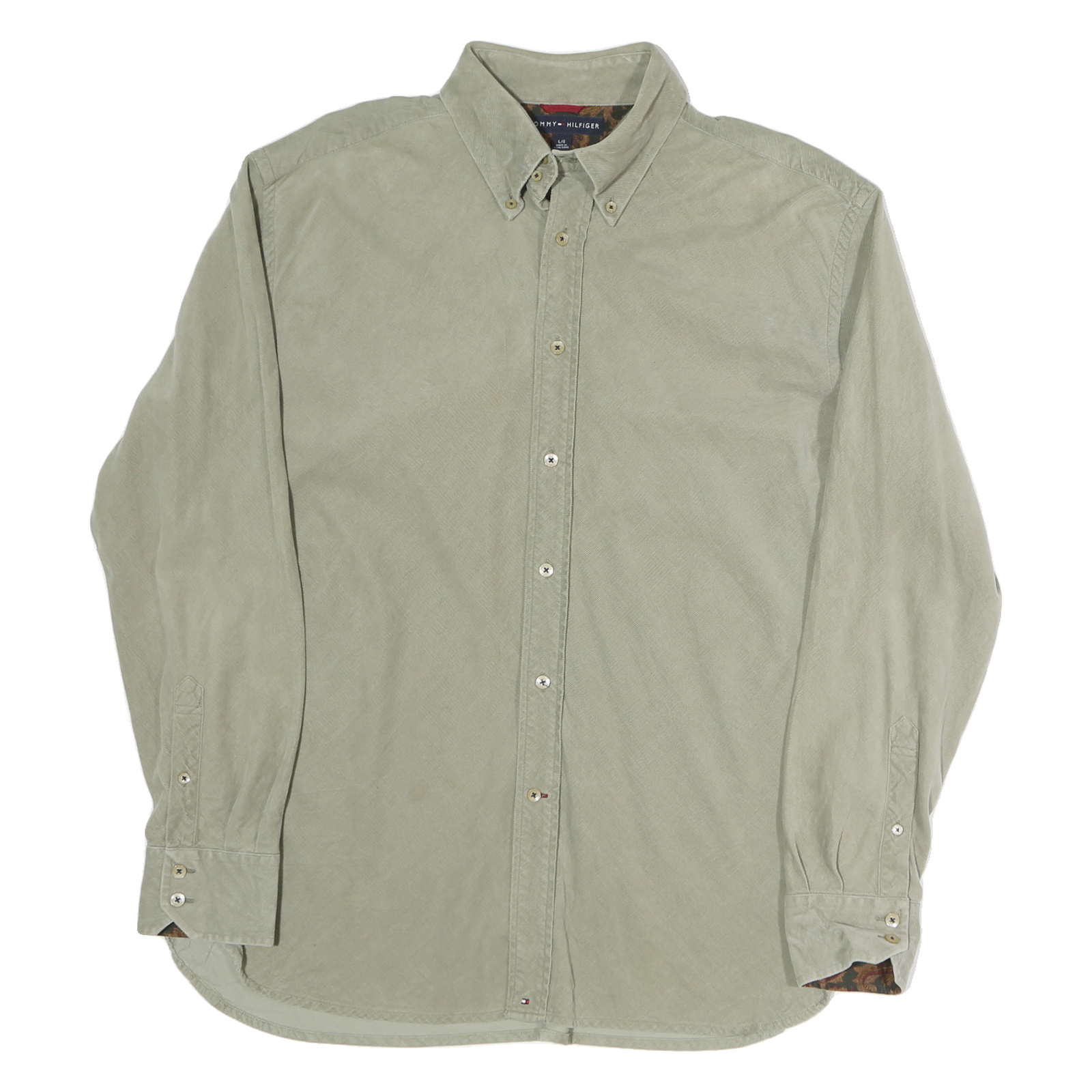 TOMMY HILFIGER Mens Beige Cotton Shirt S Button-Down Collar Long Sleeve Casual Refurbished - N/A refurbished available on Cerqular