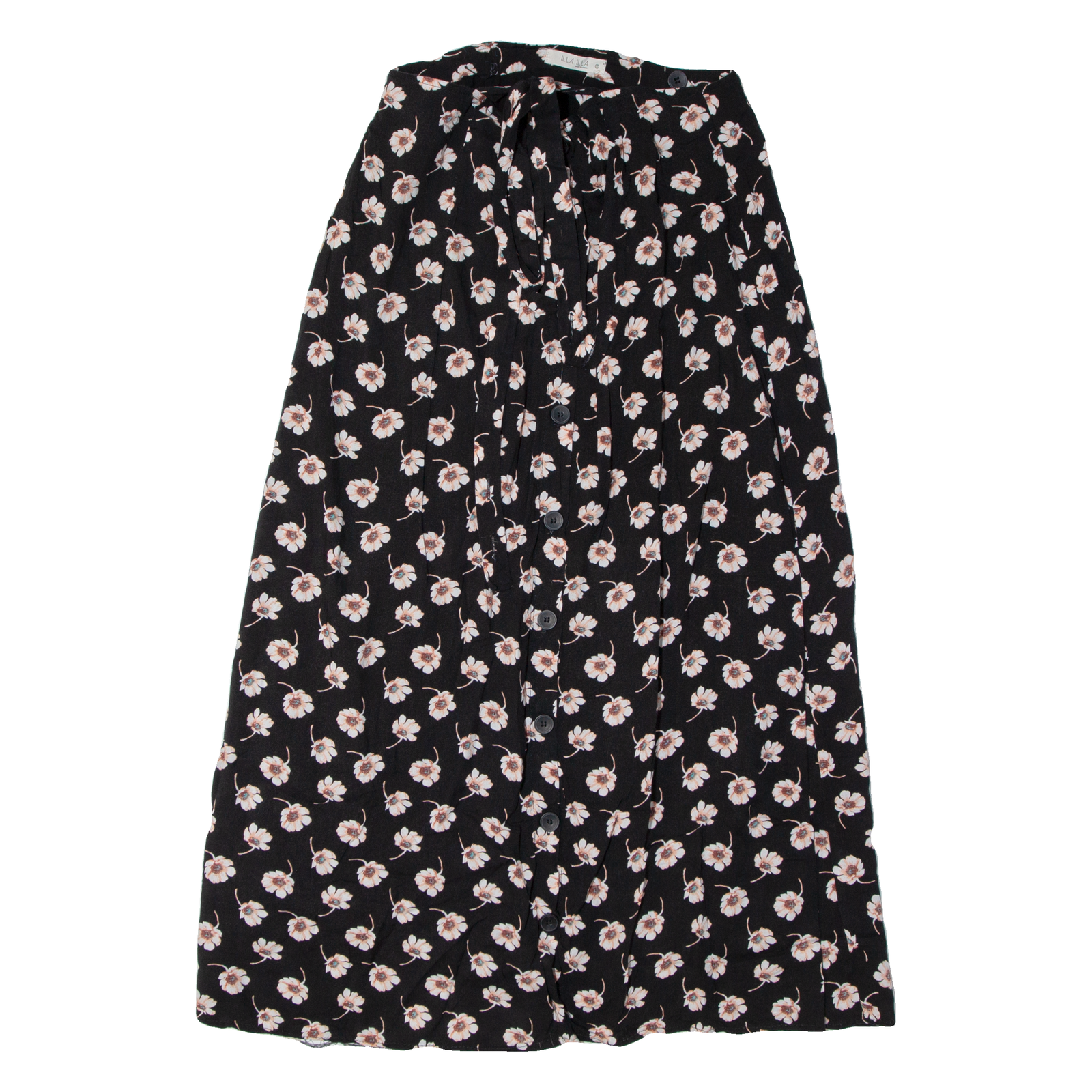 ILLA ILLA Womens A-Line Skirt Black Midi Floral S Refurbished - N/A refurbished available on Cerqular