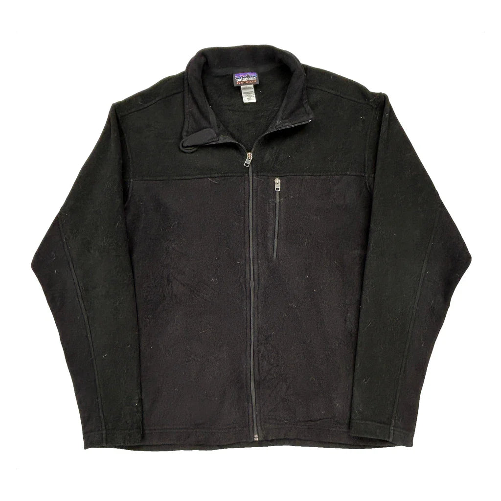 Synchilla Patagonia Fleece - 2XL Black Polyester Refurbished - Thrifted (note: this is a term often used to describe second- refurbished available on Cerqular