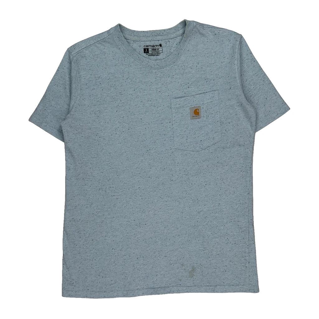 Carhartt T-Shirt - Small Blue Cotton Refurbished - Thrifted (note: this is a term often used to describe second- refurbished available on Cerqular