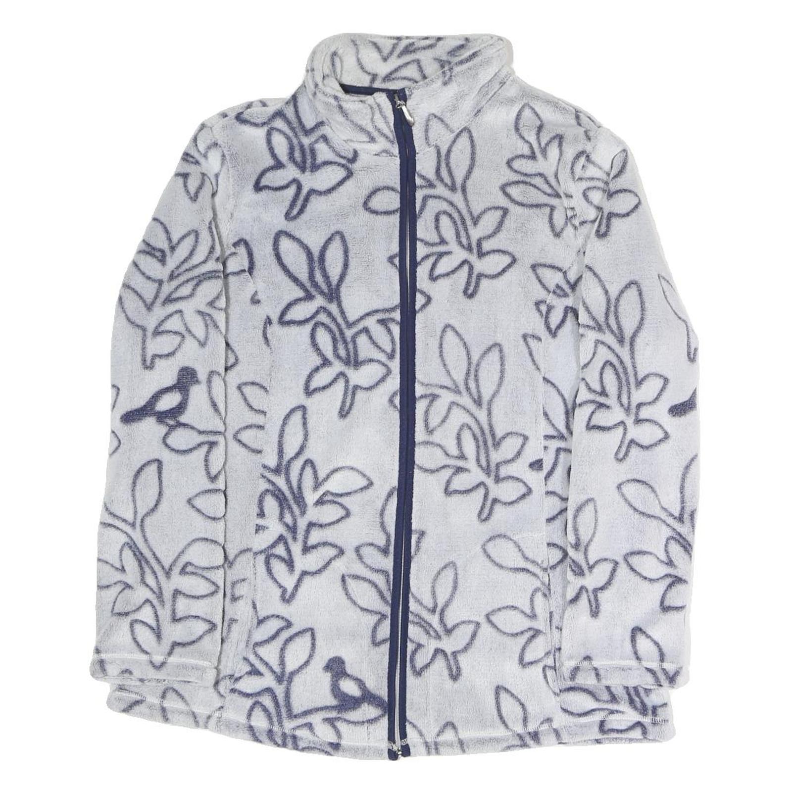 JULIENNA COLLECTION Womens Grey & Navy Print Zip Jacket L Polyester Blend Soft Refurbished - N/A refurbished available on Cerqular
