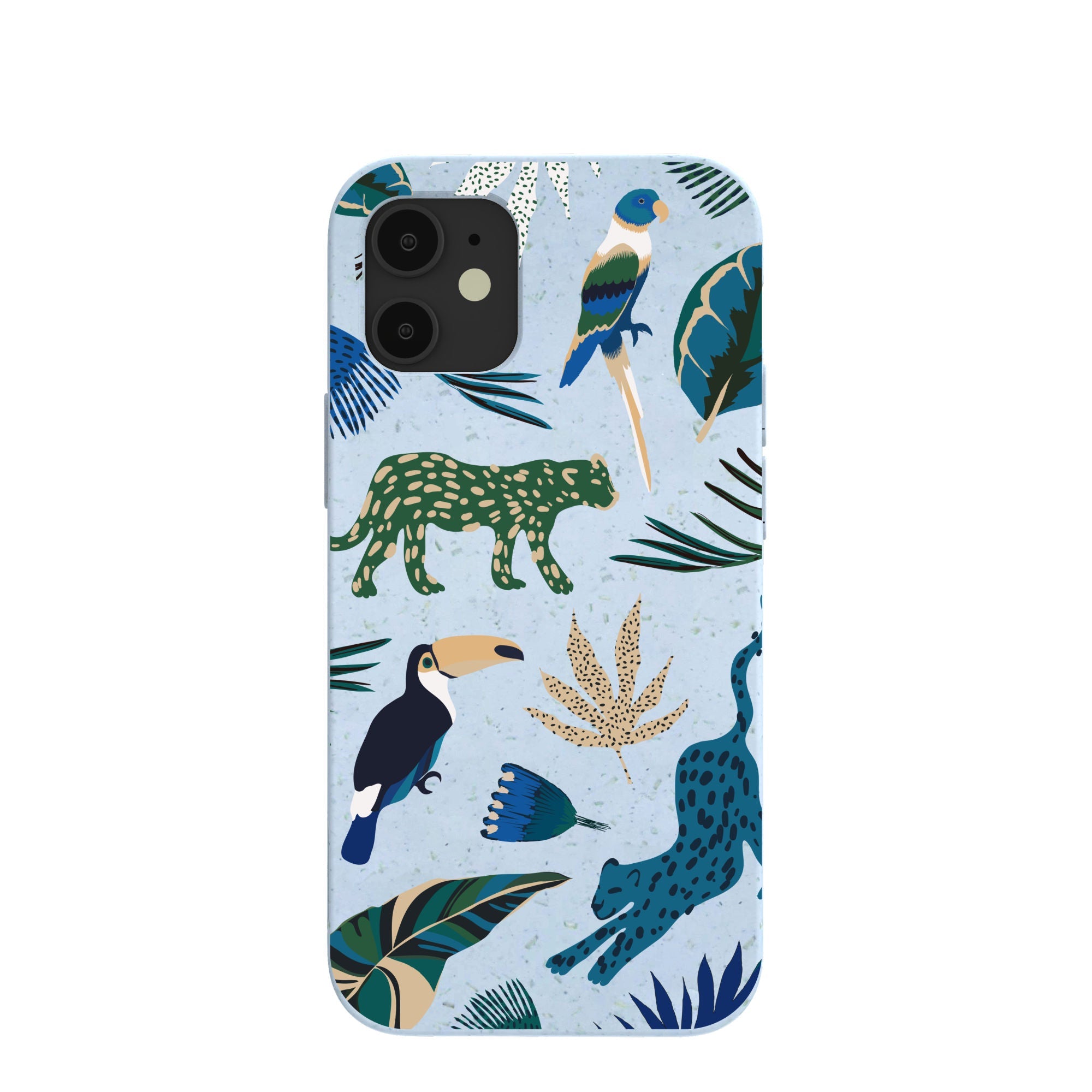 Powder Blue Tropical Rainforest iPhone 12 Mini Case Refurbished - Pela Case refurbished available on Cerqular
