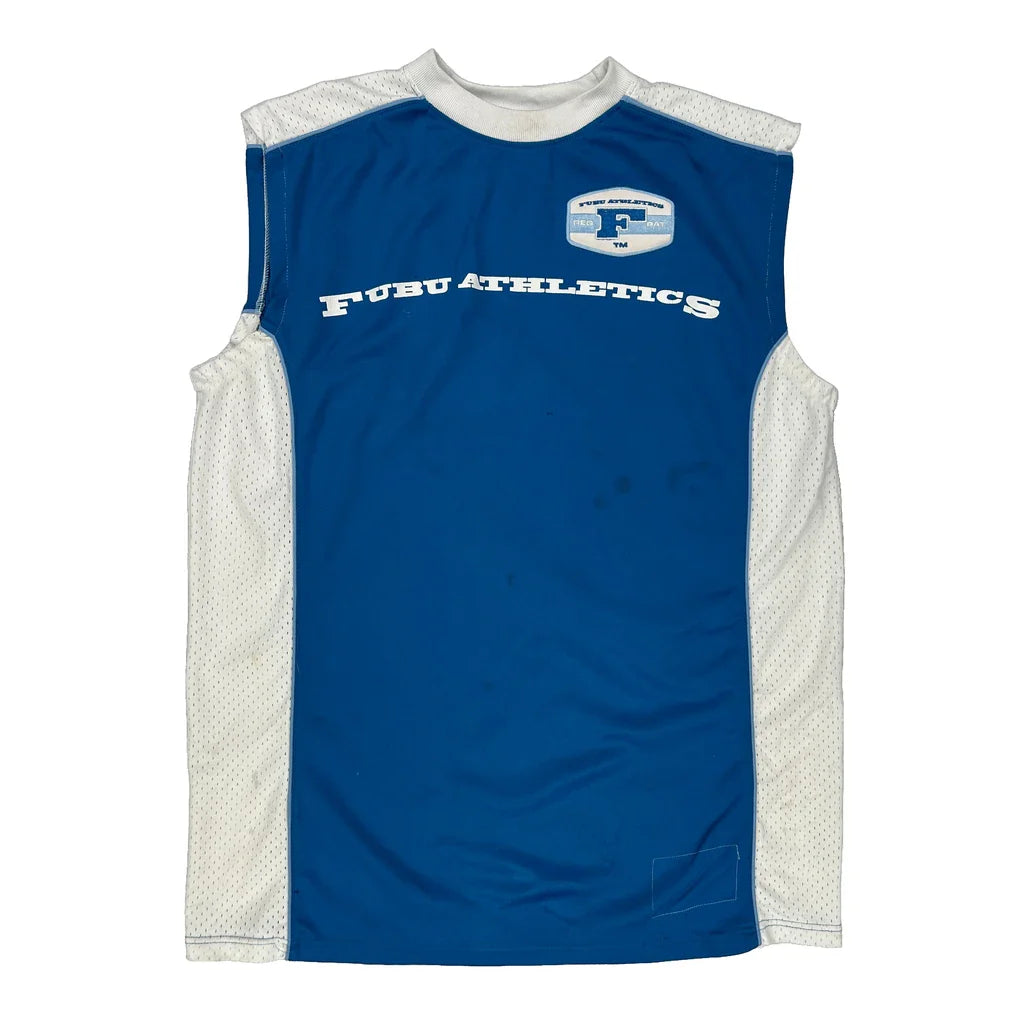 Athletics Fubu Jersey - XL Blue Polyester Refurbished - Thrifted (note: this is a term often used to describe second- refurbished available on Cerqular
