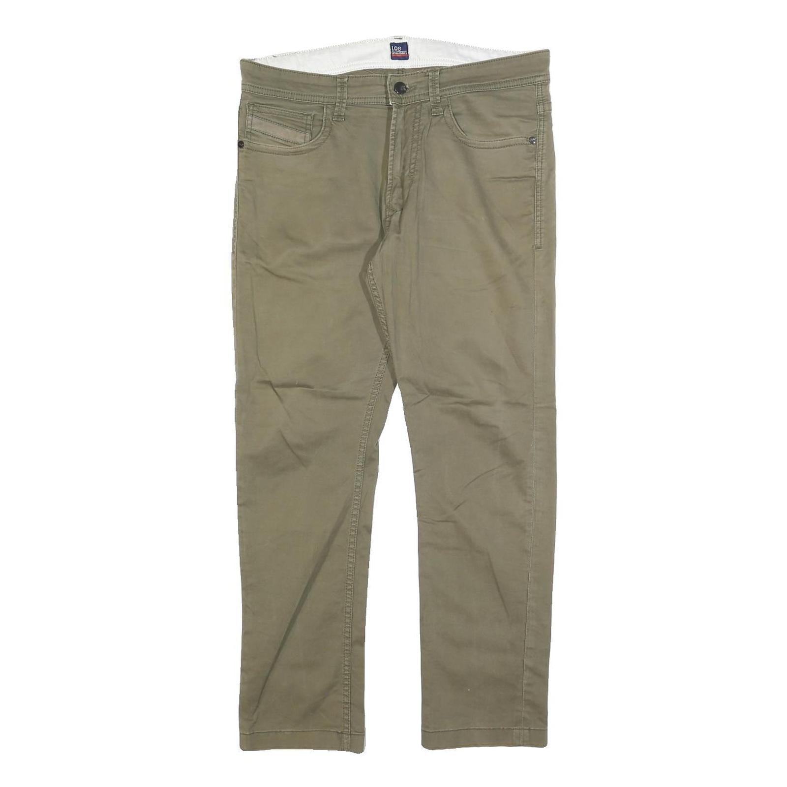 LEE Mens Slim Beige Cotton Blend Trousers W34 L27 Zip Closure Stylish Refurbished - N/A refurbished available on Cerqular