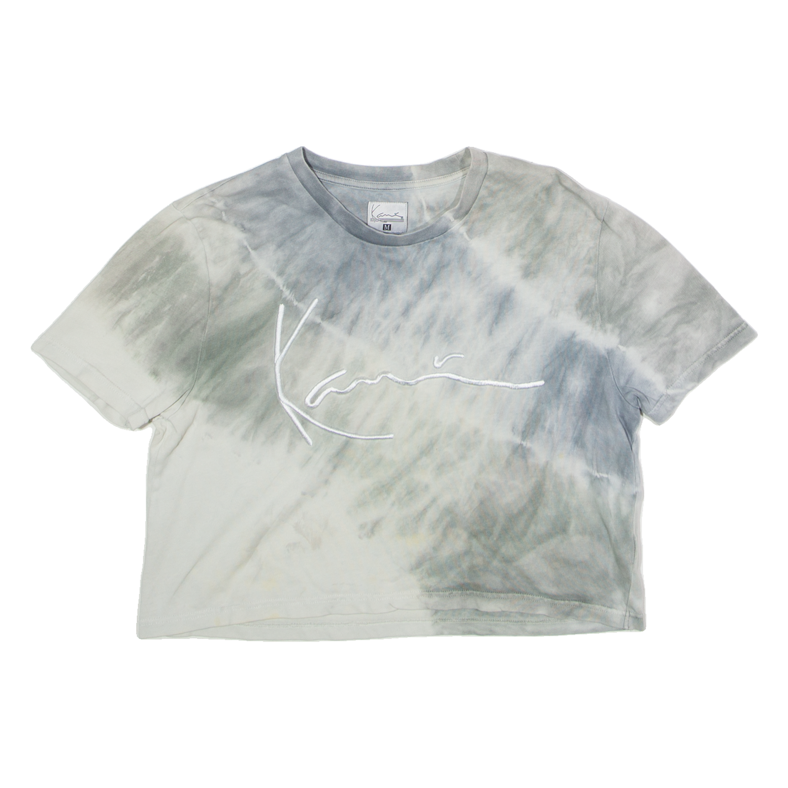 KARL KANI Cropped Womens Tie Dye T-Shirt Grey Crew Neck M Refurbished - N/A refurbished available on Cerqular