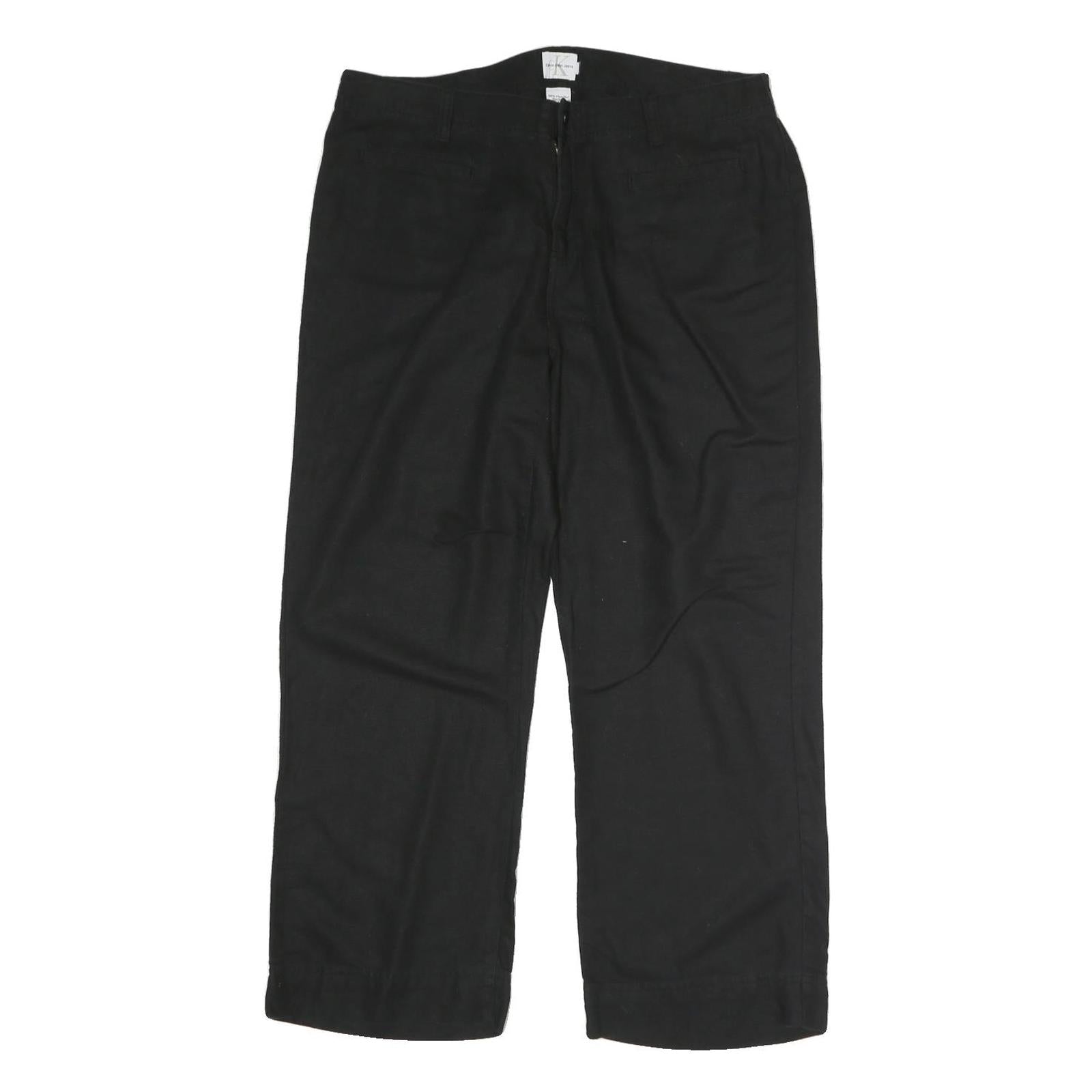 CALVIN KLEIN Womens Cotton Blend Black Regular Straight Trousers W32 L27 Smart Refurbished - N/A refurbished available on Cerqular