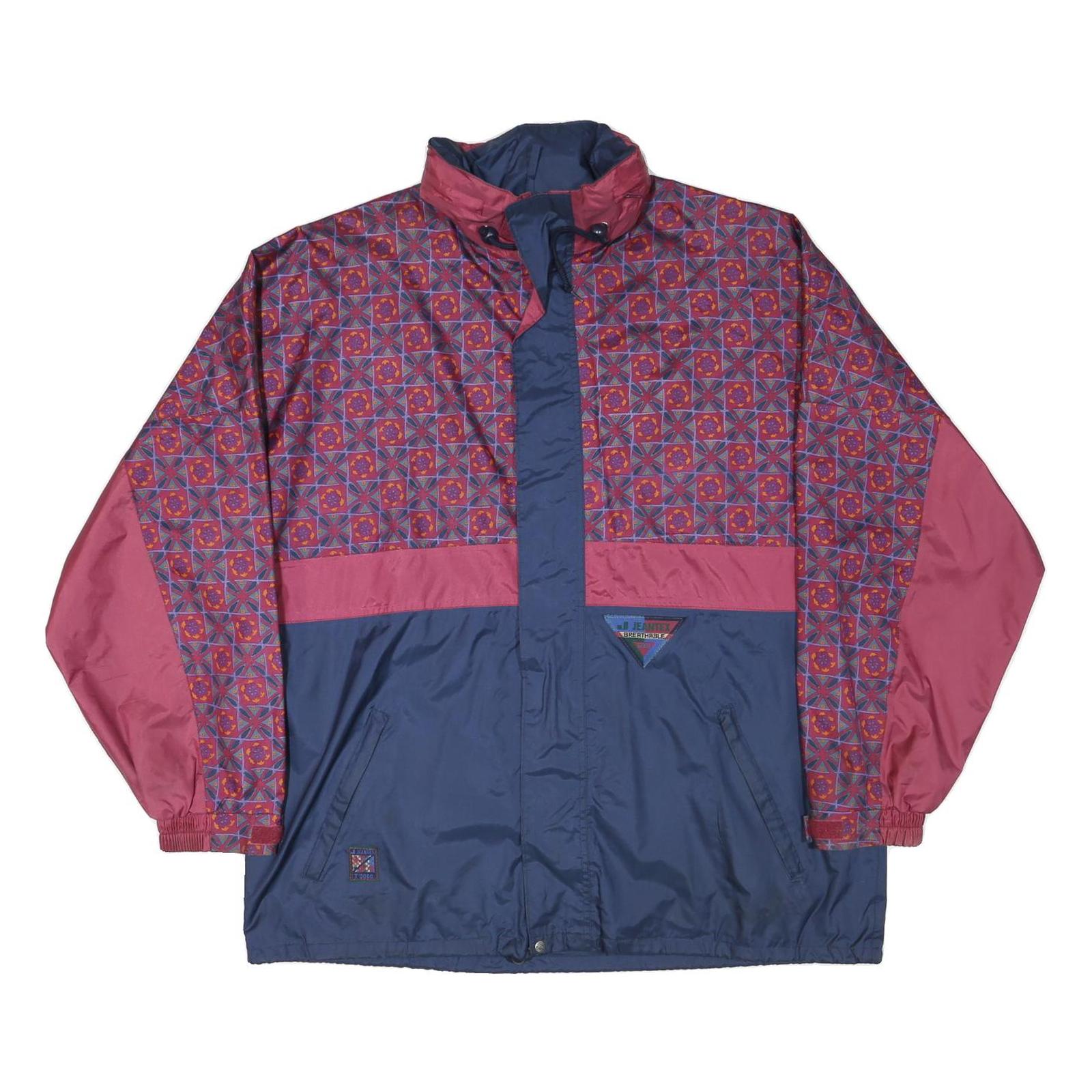 JEANTEX Mens Blue & Maroon Classic Zip Jacket XL Polyester Blend Printed Pattern Refurbished - N/A refurbished available on Cerqular