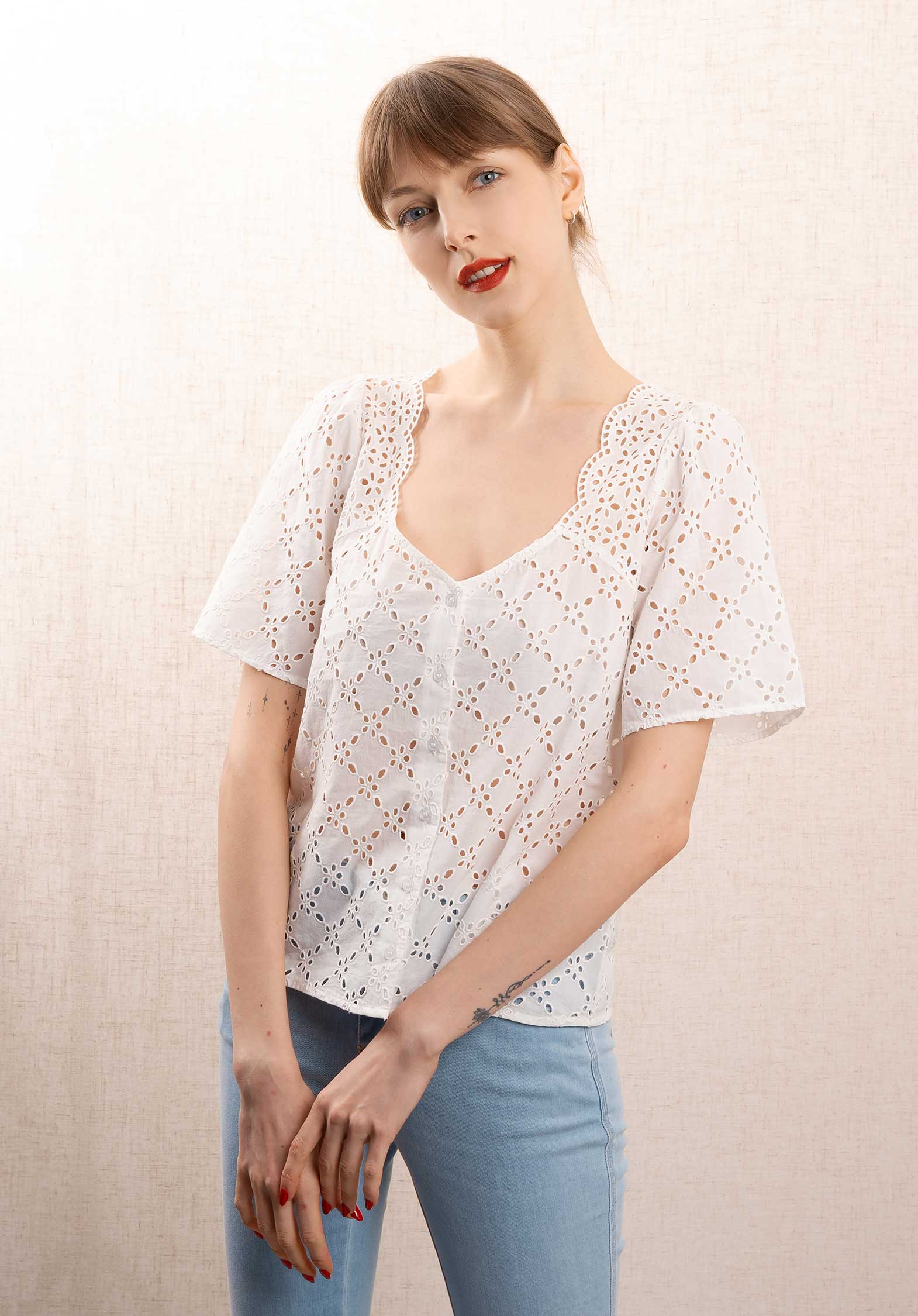 Blouse Thien Ecru | Color: ECRU | Size: M Refurbished - N/A (I could not find a well-known brand with this name refurbished available on Cerqular