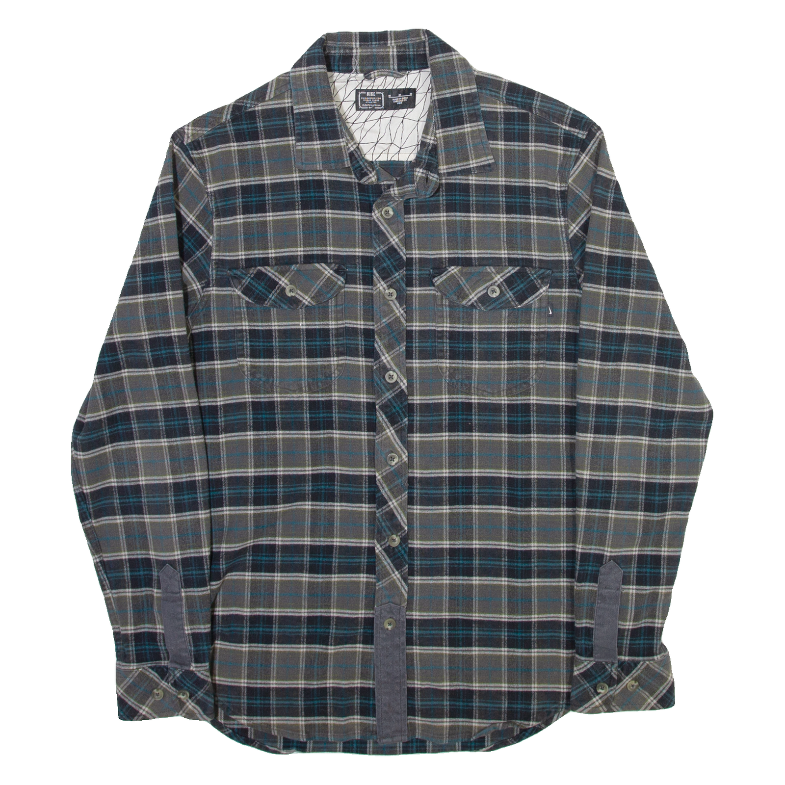 NIKE Mens Shirt Grey Wool Check Long Sleeve M Refurbished - N/A refurbished available on Cerqular
