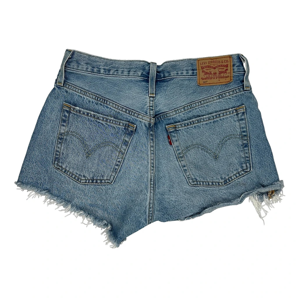Levis Denim Shorts - 28W UK 8 Light Wash Cotton Refurbished - Thrifted (note: this is a term often used to describe second- refurbished available on Cerqular