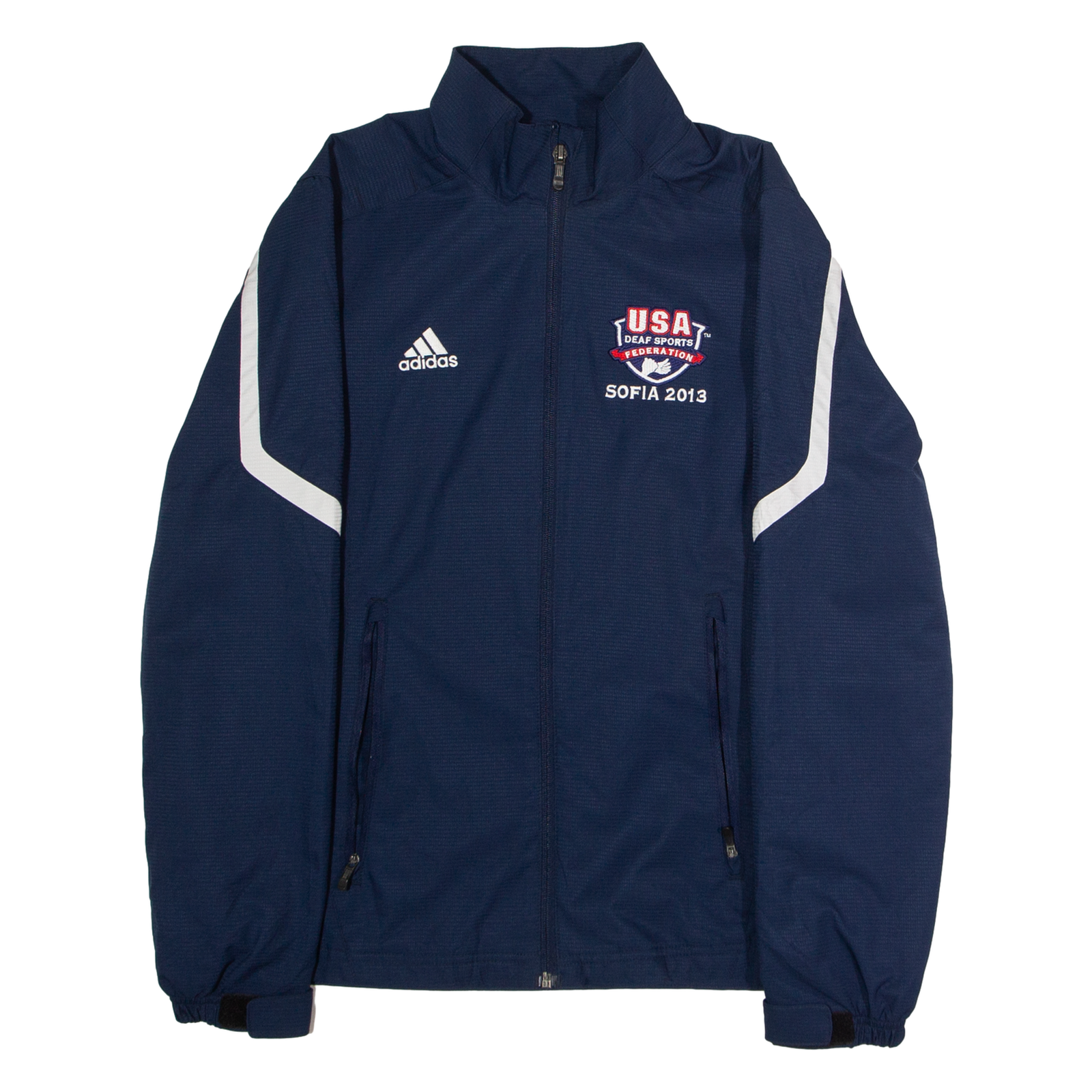 Buy ADIDAS USA Deaf Sports Federation Mens Windbreaker Jacket Blue USA M Refurbished - $36.39 ADIDAS USA Deaf Sports Federation Mens Windbreaker Jacket Blue USA M Refurbished - N/A refurbished available on Cerqular