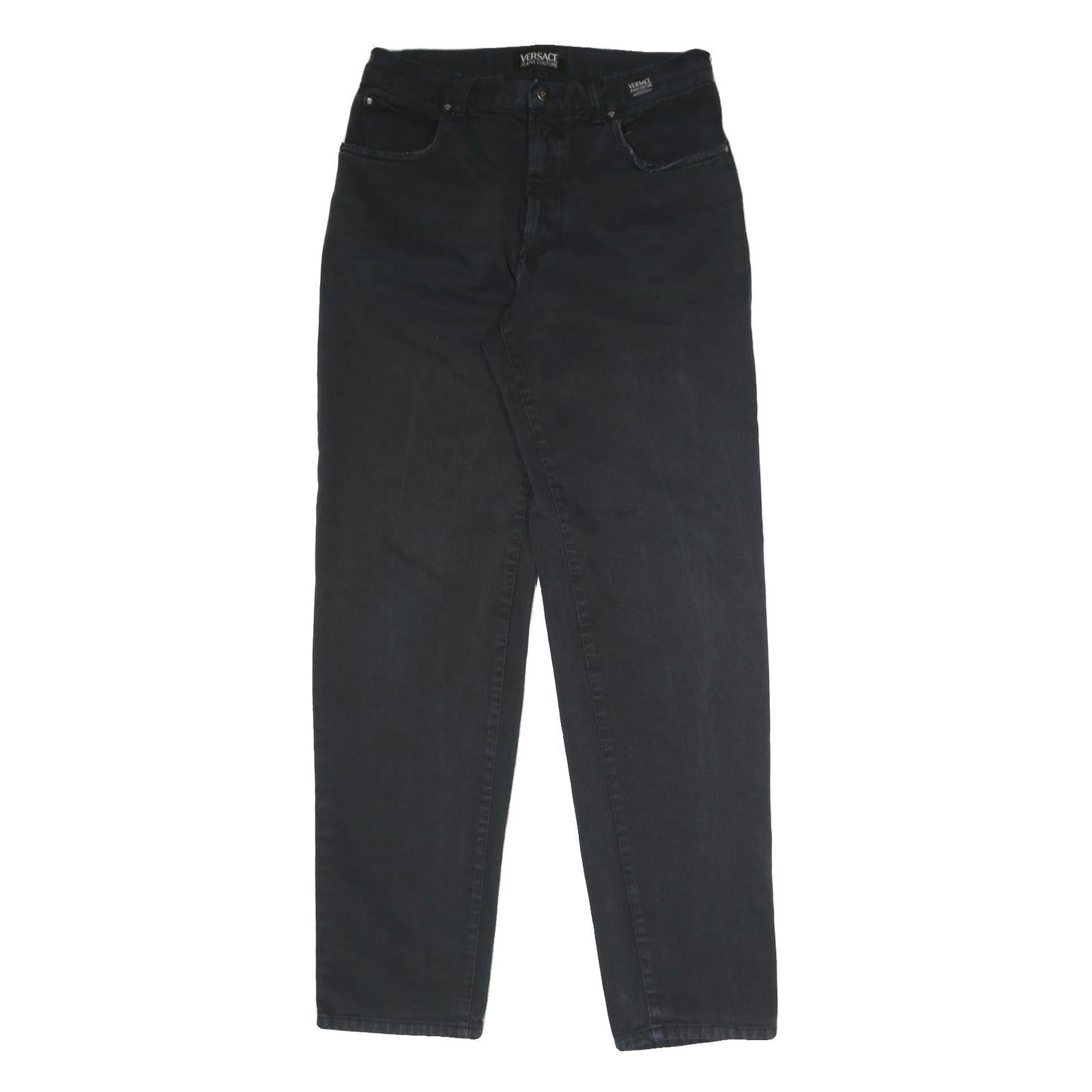 VERSACE JEANS COUTURE Mens Black Regular Straight Denim Medium W32 L35 Cotton Refurbished - N/A refurbished available on Cerqular