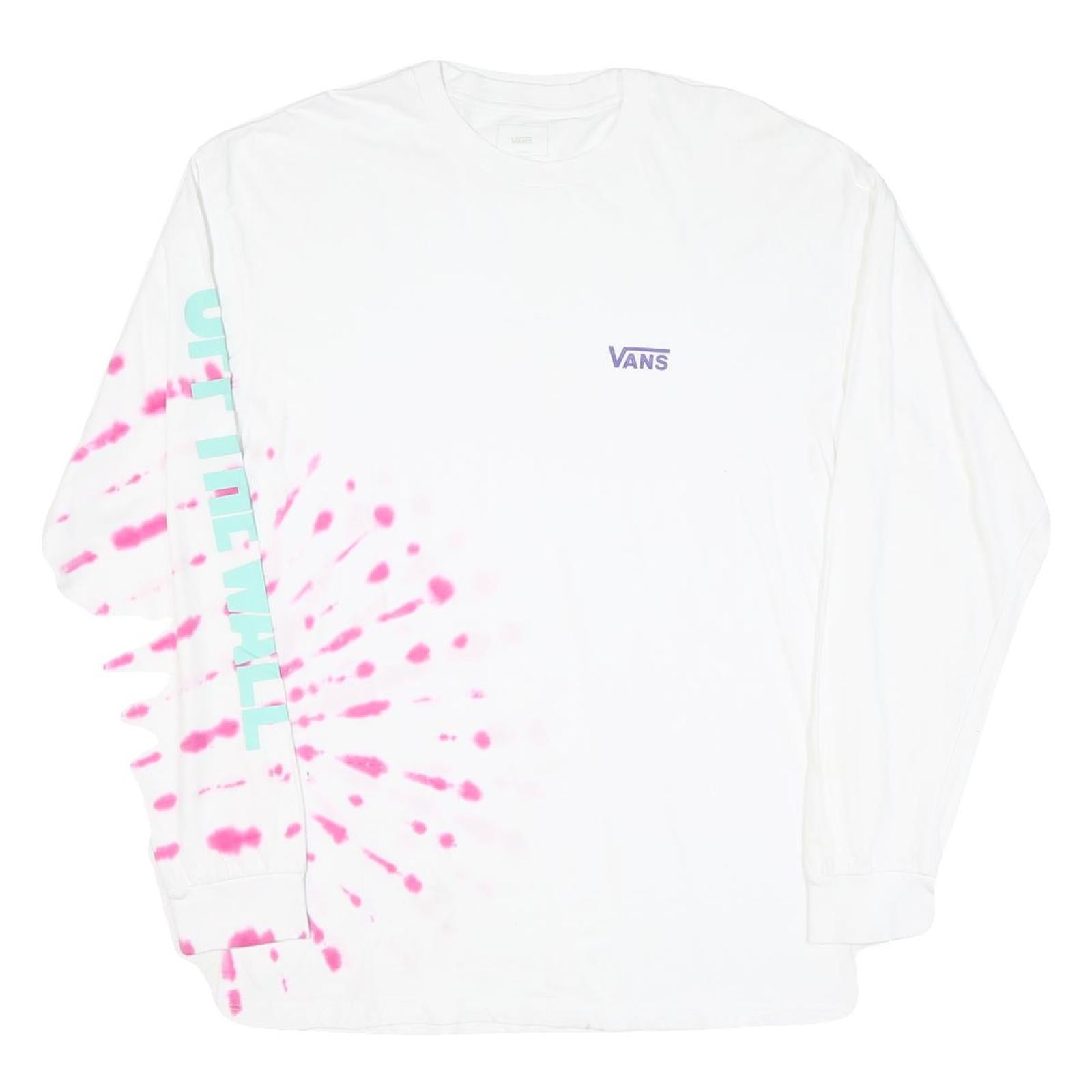 VANS Mens White & Pink Tie Dye Long Sleeve Crew Neck Cotton Blend L T-Shirt Refurbished - N/A refurbished available on Cerqular
