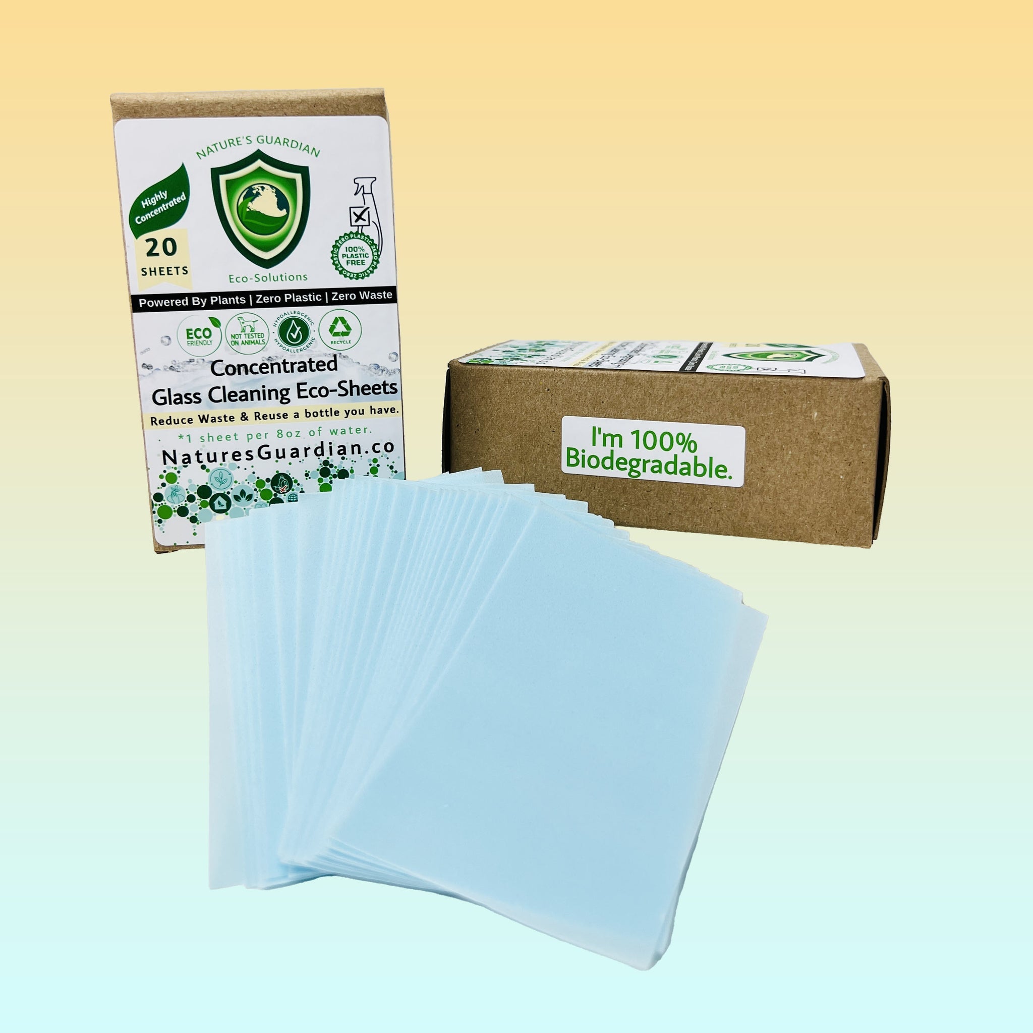 Concentrated Cleaning Eco-Sheets | Multi-Purpose, 4 Varieties to choose from! | Style: Glass Cleaning Eco-Sheets | Streak-Free Refurbished - Nature's Guardian Eco Sheets refurbished available on Cerqular
