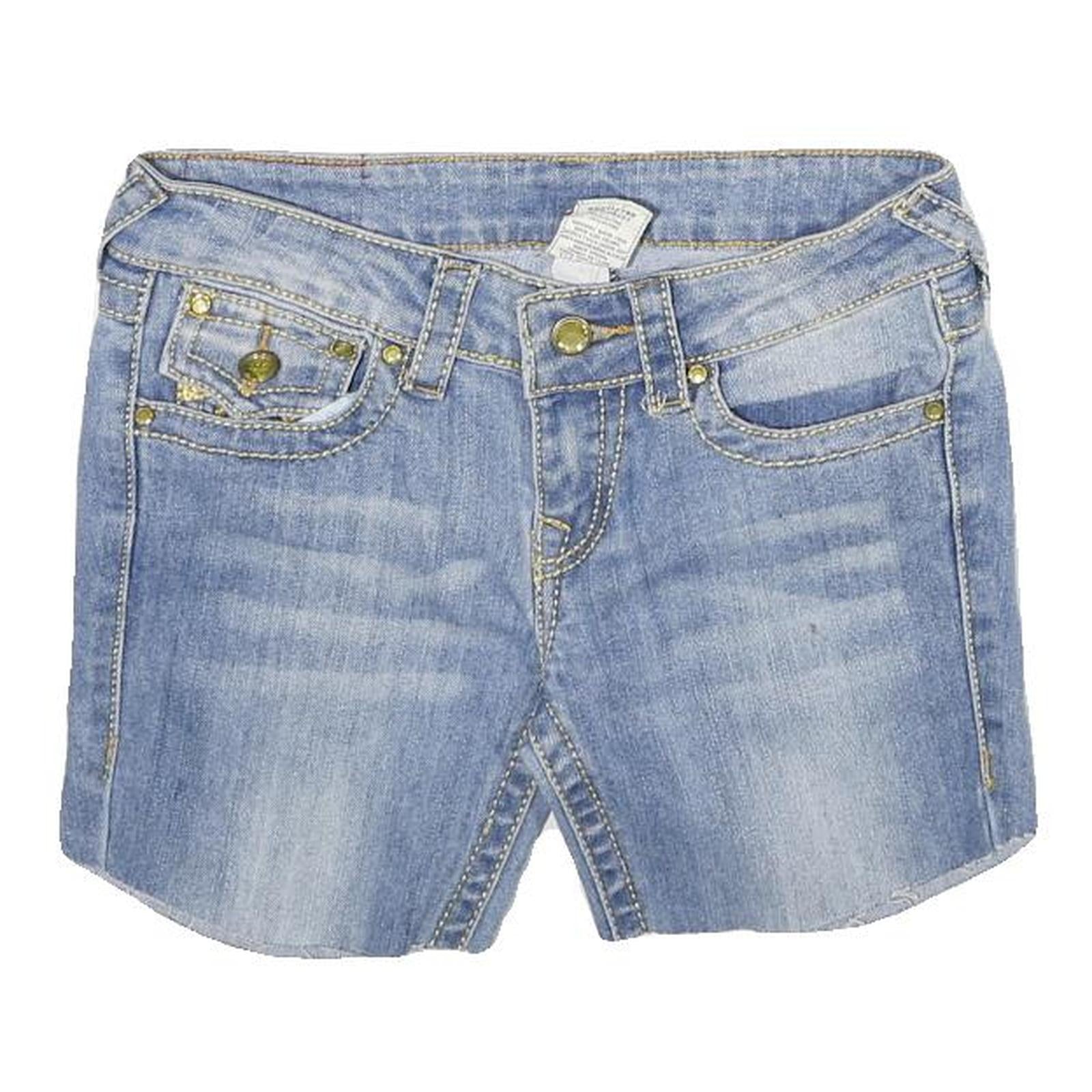 TRUE RELIGION Womens Denim Blue Casual Shorts S W27 Embroidered Pockets Refurbished - N/A refurbished available on Cerqular