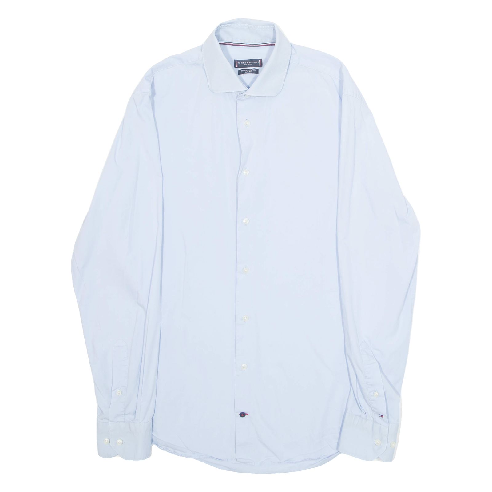 TOMMY HILFIGER Slim Fit Mens Plain Shirt Blue Long Sleeve M Refurbished - N/A refurbished available on Cerqular