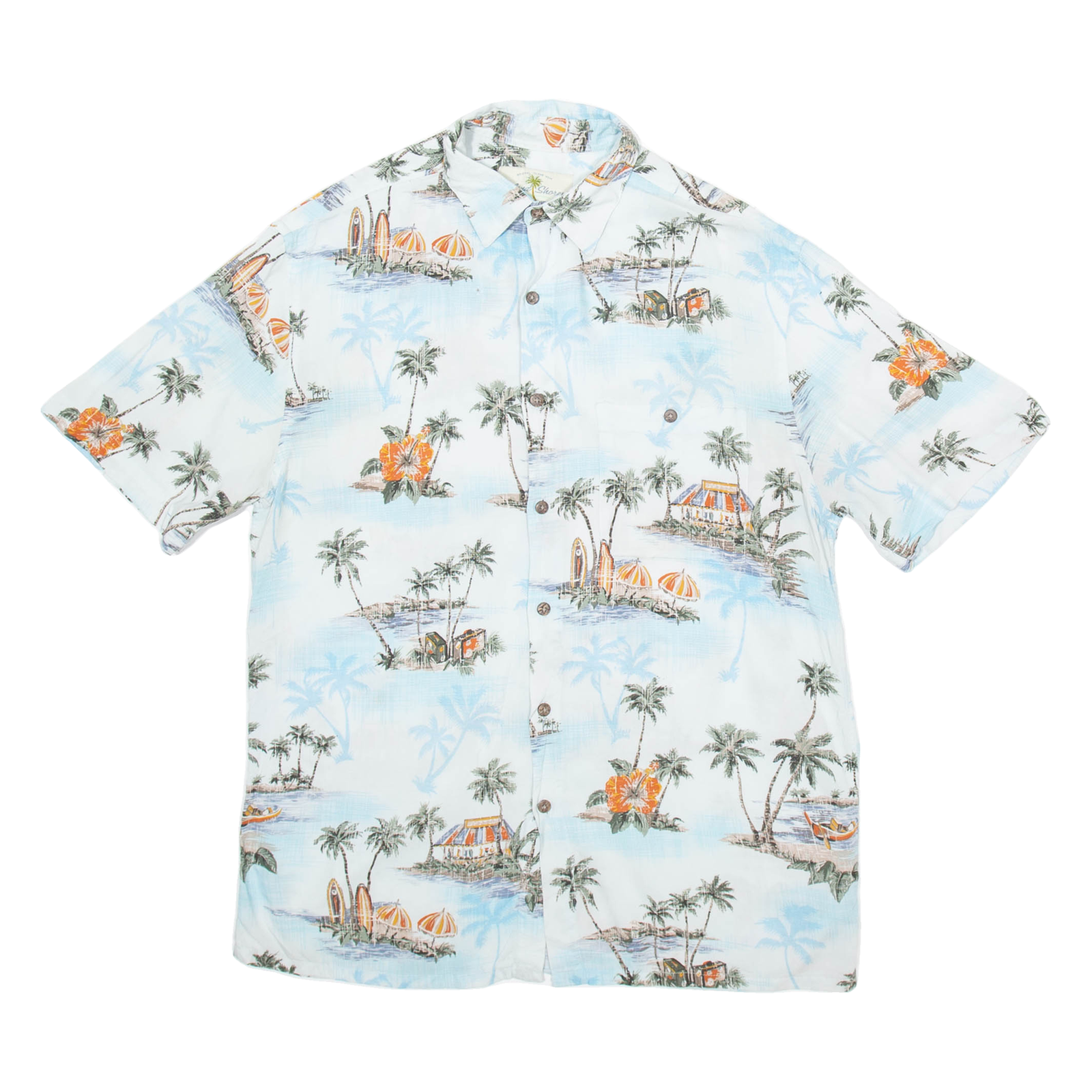 ISLAND SHARES Mens Hawaiian Shirt Blue Floral S Refurbished - N/A refurbished available on Cerqular