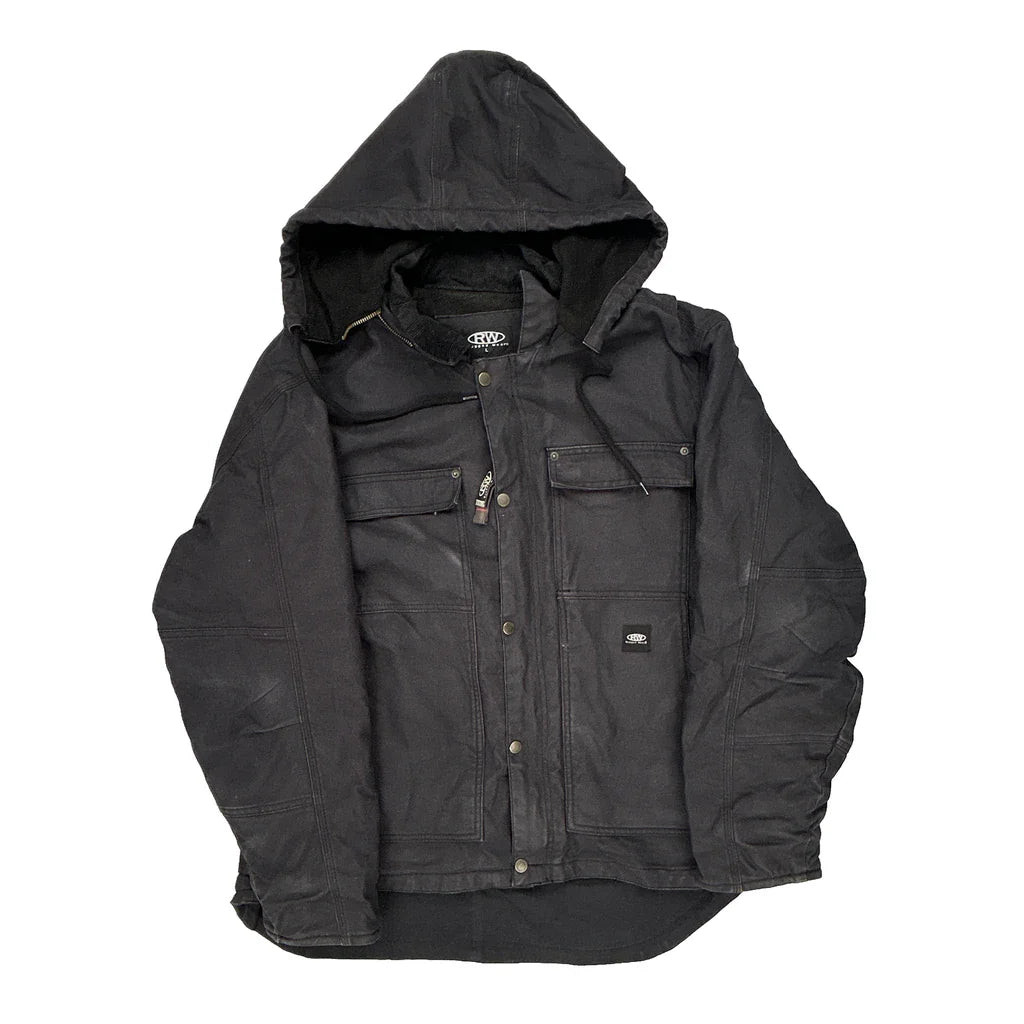 Workwear Rugged Wear Jacket - Large Black Cotton Refurbished - Thrifted (note: this is a term often used to describe second- refurbished available on Cerqular