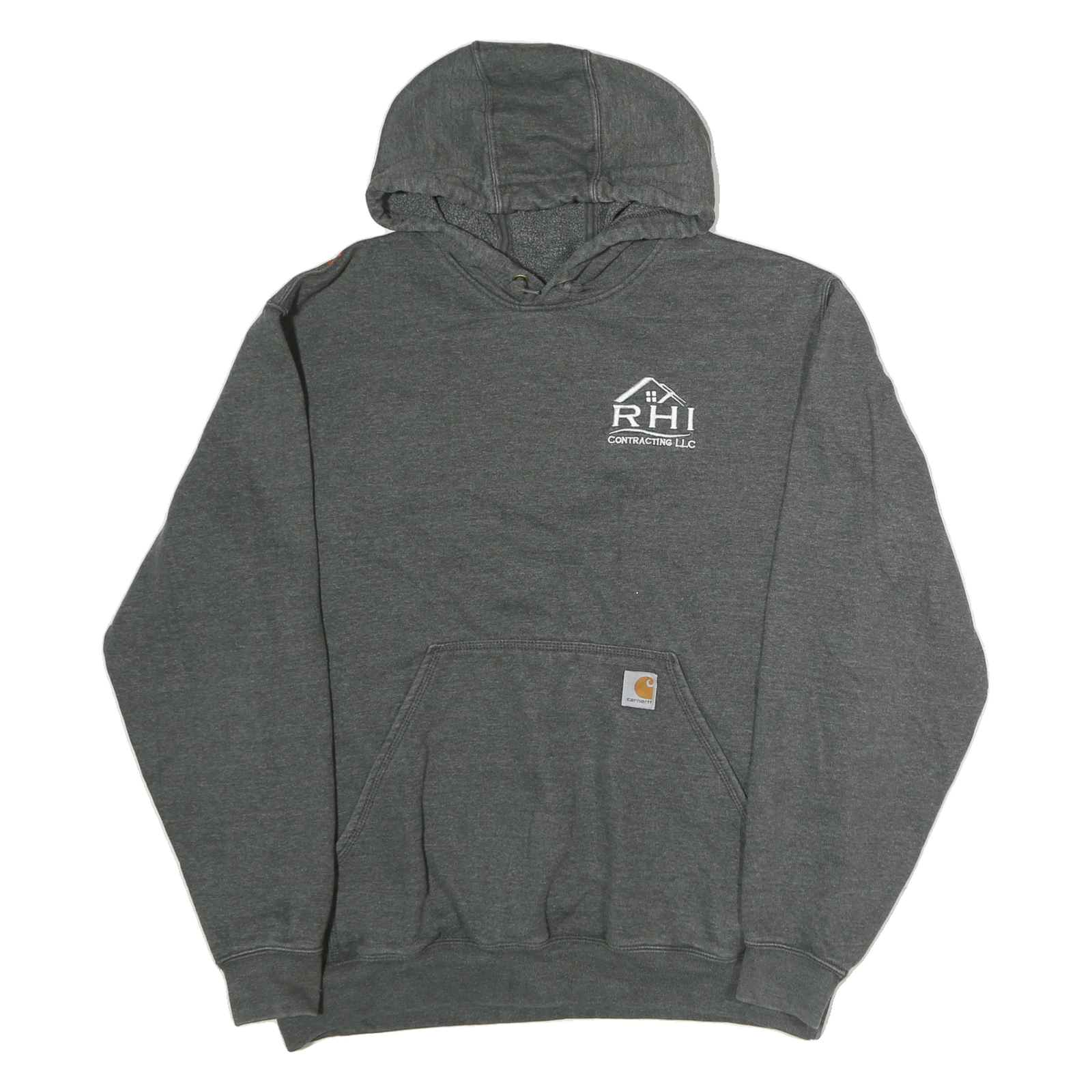 CARHARTT Mens Grey Hoodie L Cotton Logo Workwear Pullover Sweatshirt Refurbished - N/A refurbished available on Cerqular