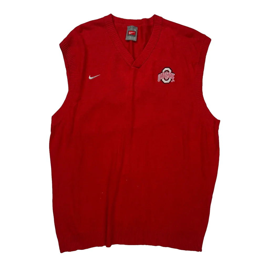 Ohio State Nike College Sweater Vest - Large Red Cotton Refurbished - Thrifted (note: this is a term often used to describe second- refurbished available on Cerqular