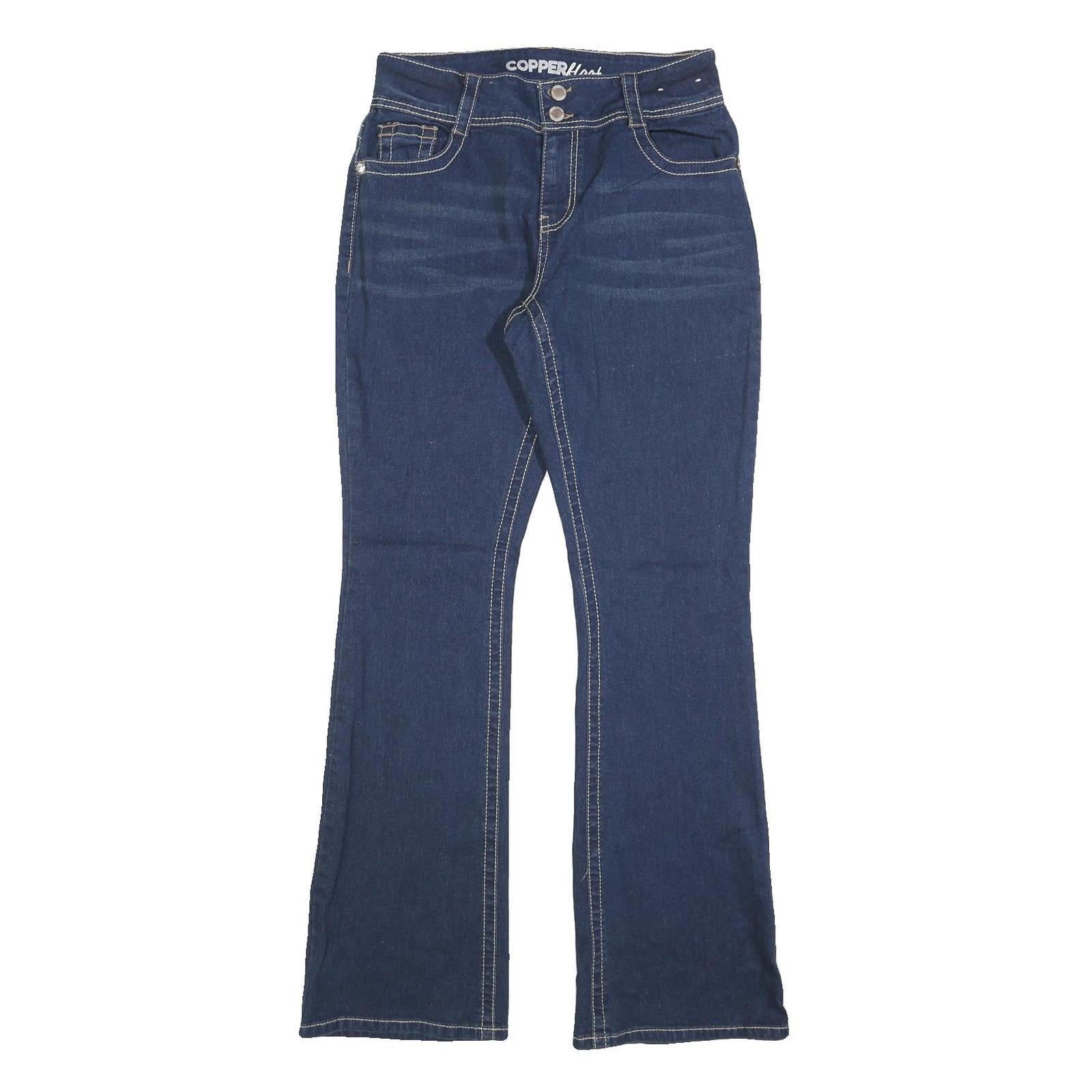 COPPER FLASH Womens Blue Regular Fit Bootcut Denim Jeans W28 L32 Stylish Stitch Refurbished - N/A refurbished available on Cerqular