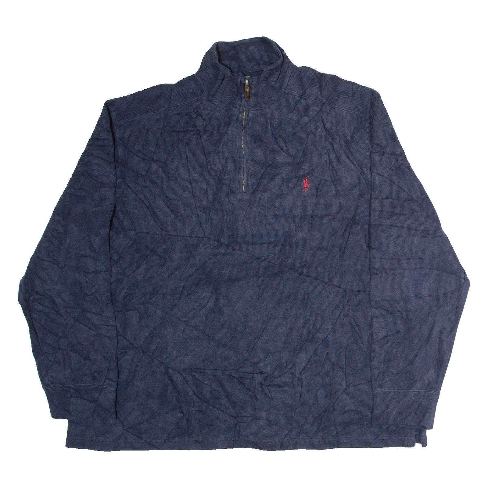 POLO RALPH LAUREN Mens Jumper Blue 1/4 Zip Tight Knit XL Refurbished - N/A refurbished available on Cerqular