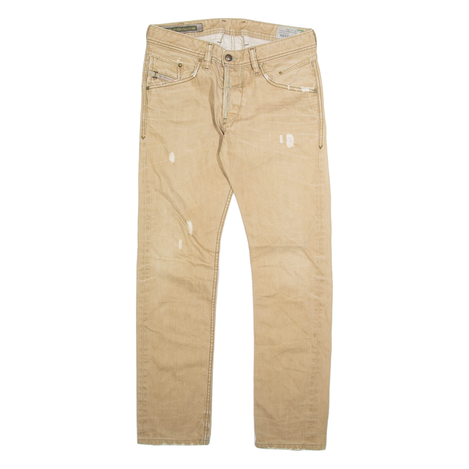 DIESEL Distressed Pleather Womens Jeans Beige Slim Straight W28 L30 Refurbished - N/A refurbished available on Cerqular