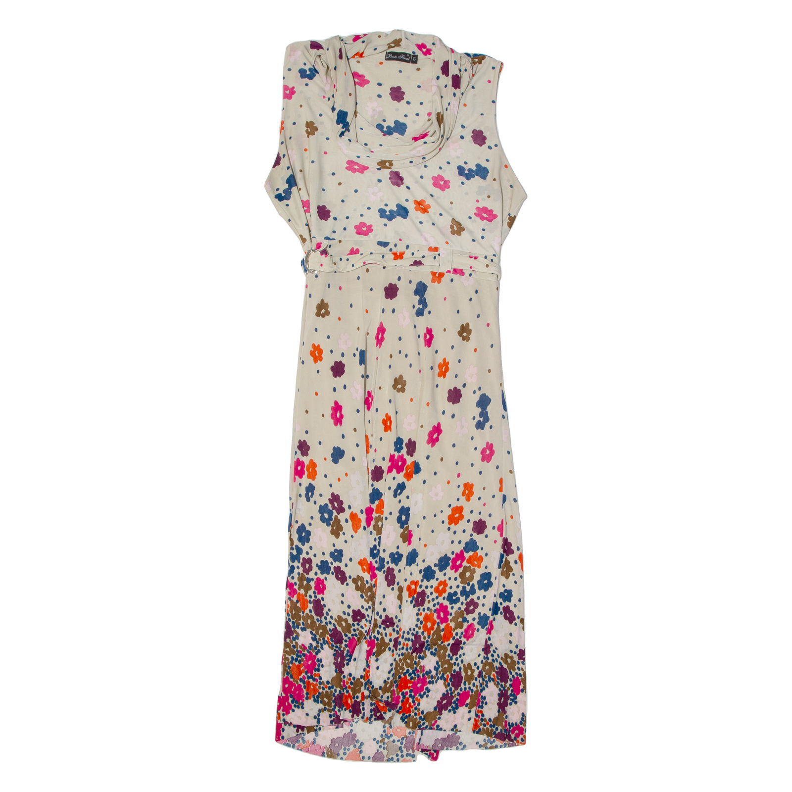 PONTO FINAL Womens Maxi Dress Cream Floral Sleeveless Long L Refurbished - N/A refurbished available on Cerqular
