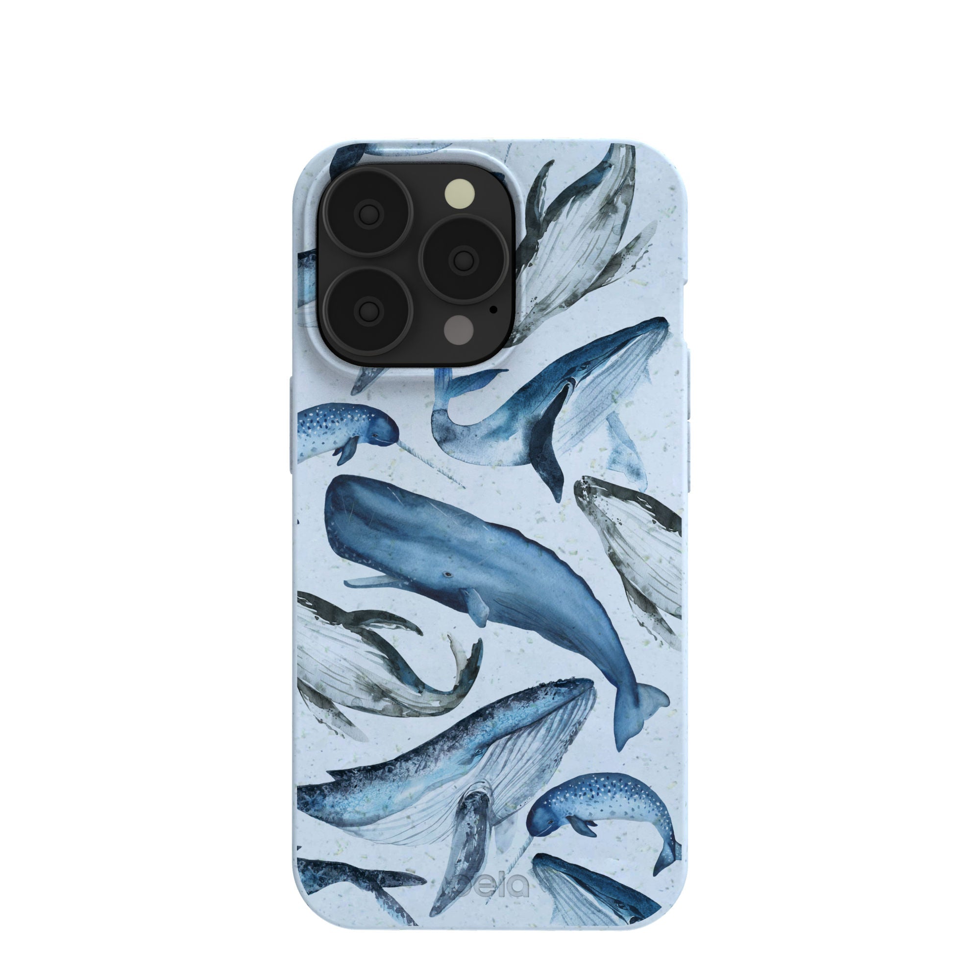 Powder Blue Whales iPhone 13 Pro Case Refurbished - Pela Case refurbished available on Cerqular