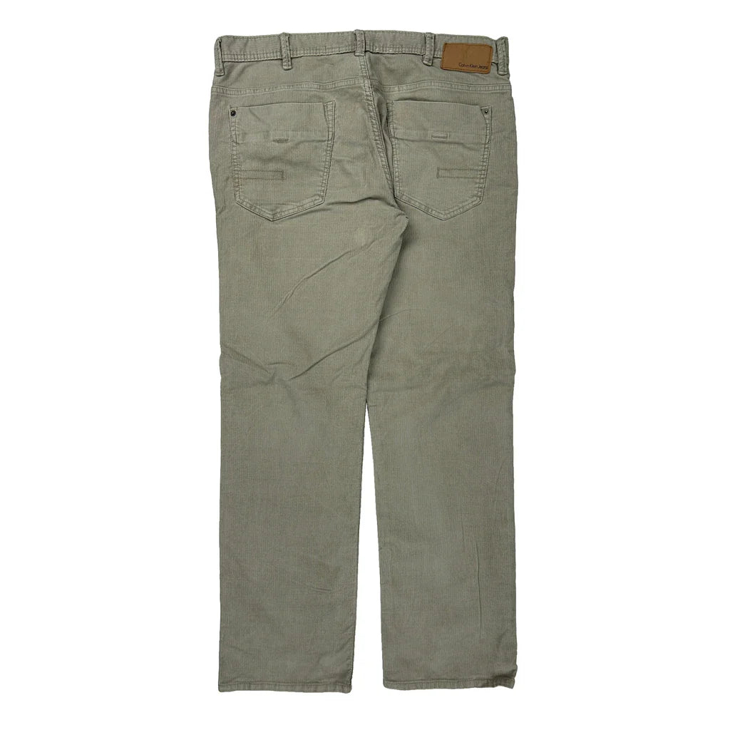 Calvin Klein Jeans Cord Trousers - 36″ Waist Grey Cotton Refurbished - Thrifted (note: this is a term often used to describe second- refurbished available on Cerqular