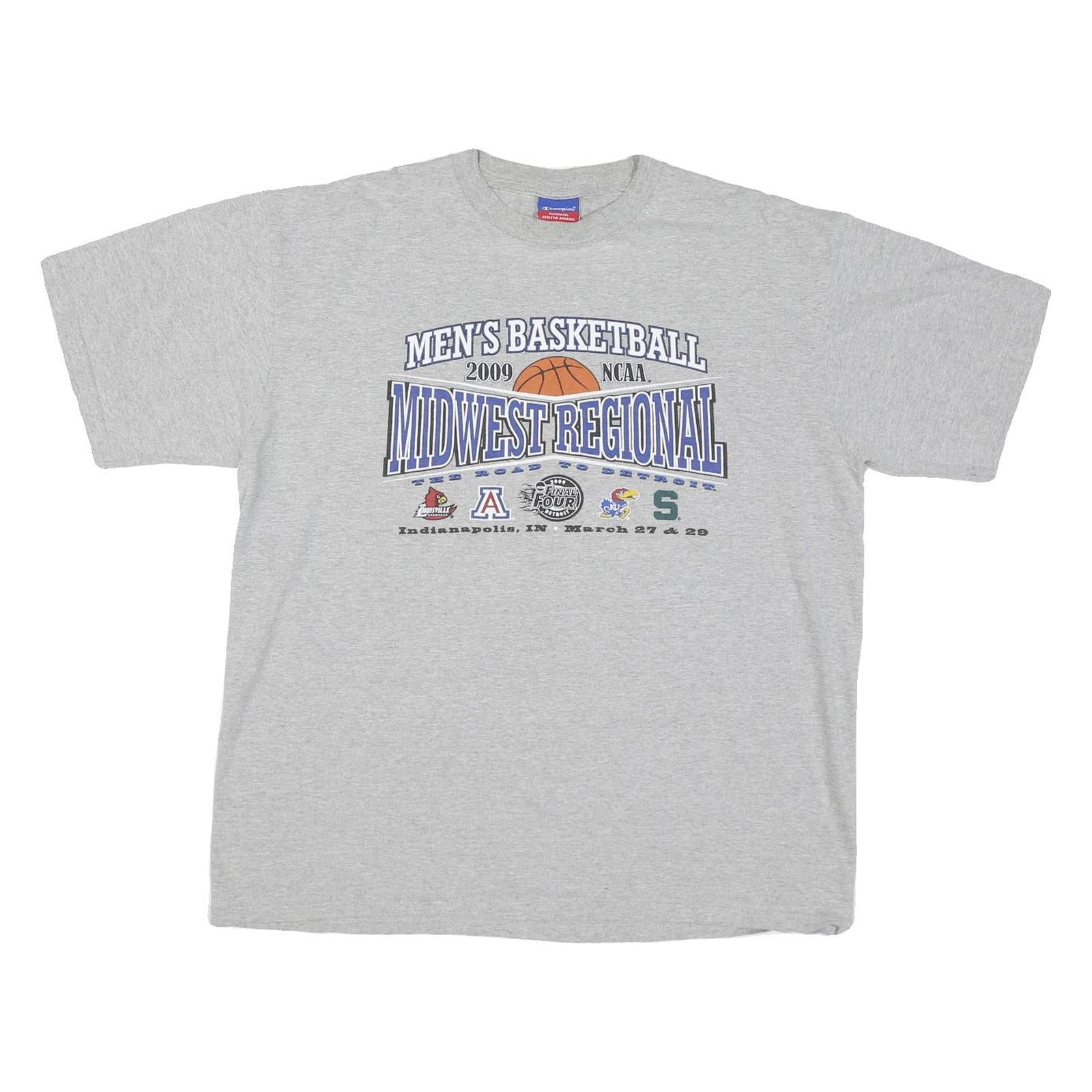 CHAMPION Mens Grey Basketball Midwest Regional Graphic T-Shirt XL Crew Neck Refurbished - N/A refurbished available on Cerqular