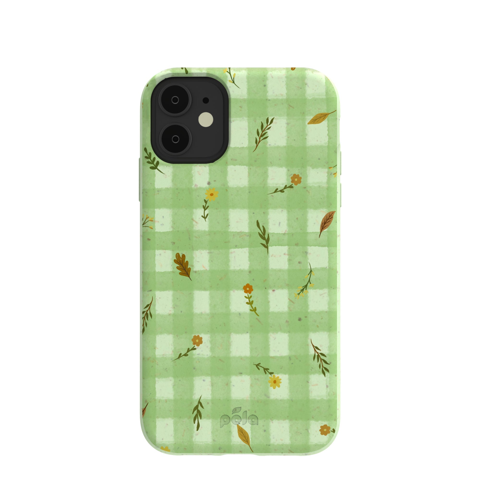 Sage Green Fall Gingham iPhone 11 Case Refurbished - Pela Case refurbished available on Cerqular
