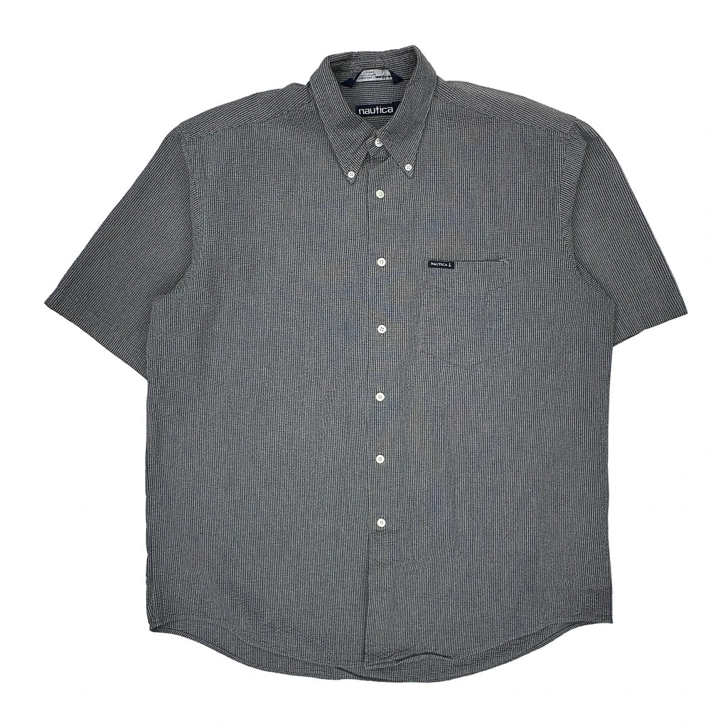 Buy Nautica Checked Short Sleeve Shirt - Large Grey Cotton Refurbished - $40.19 Nautica Checked Short Sleeve Shirt - Large Grey Cotton Refurbished - Thrifted (note: this is a term often used to describe second- refurbished available on Cerqular